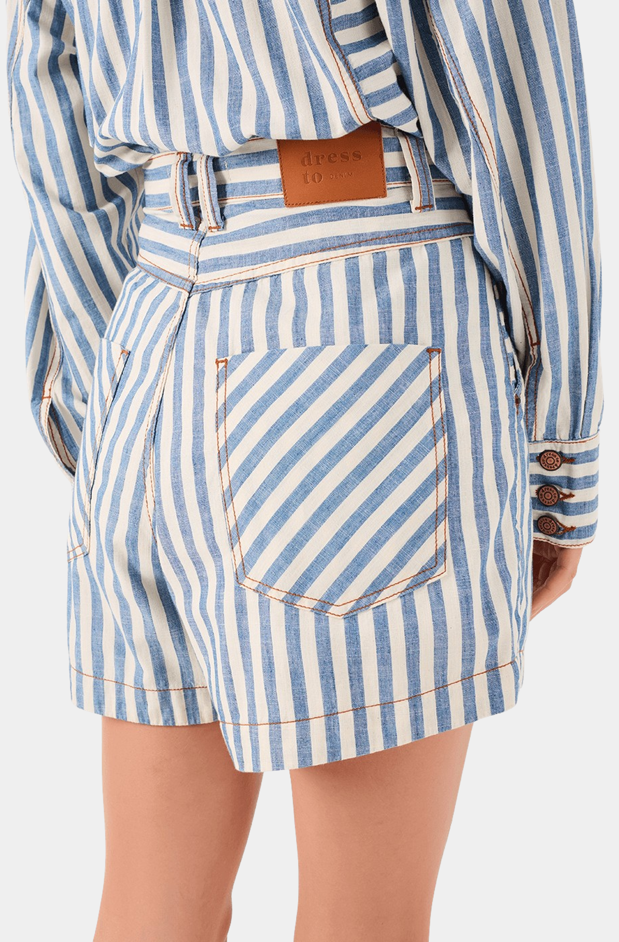 Striped Twill Denim Shorts