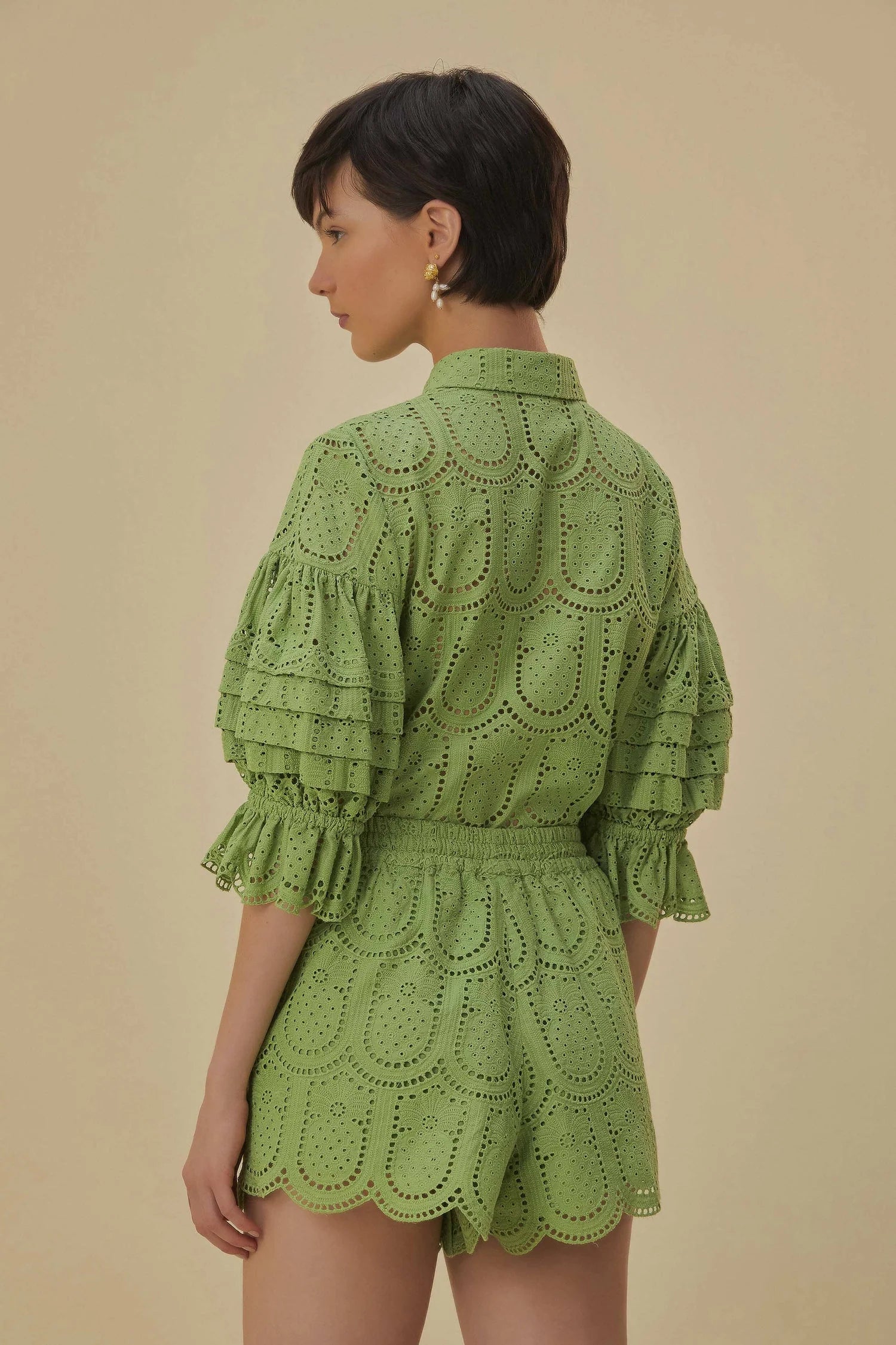 Pinapple Eyelet Green Shorts