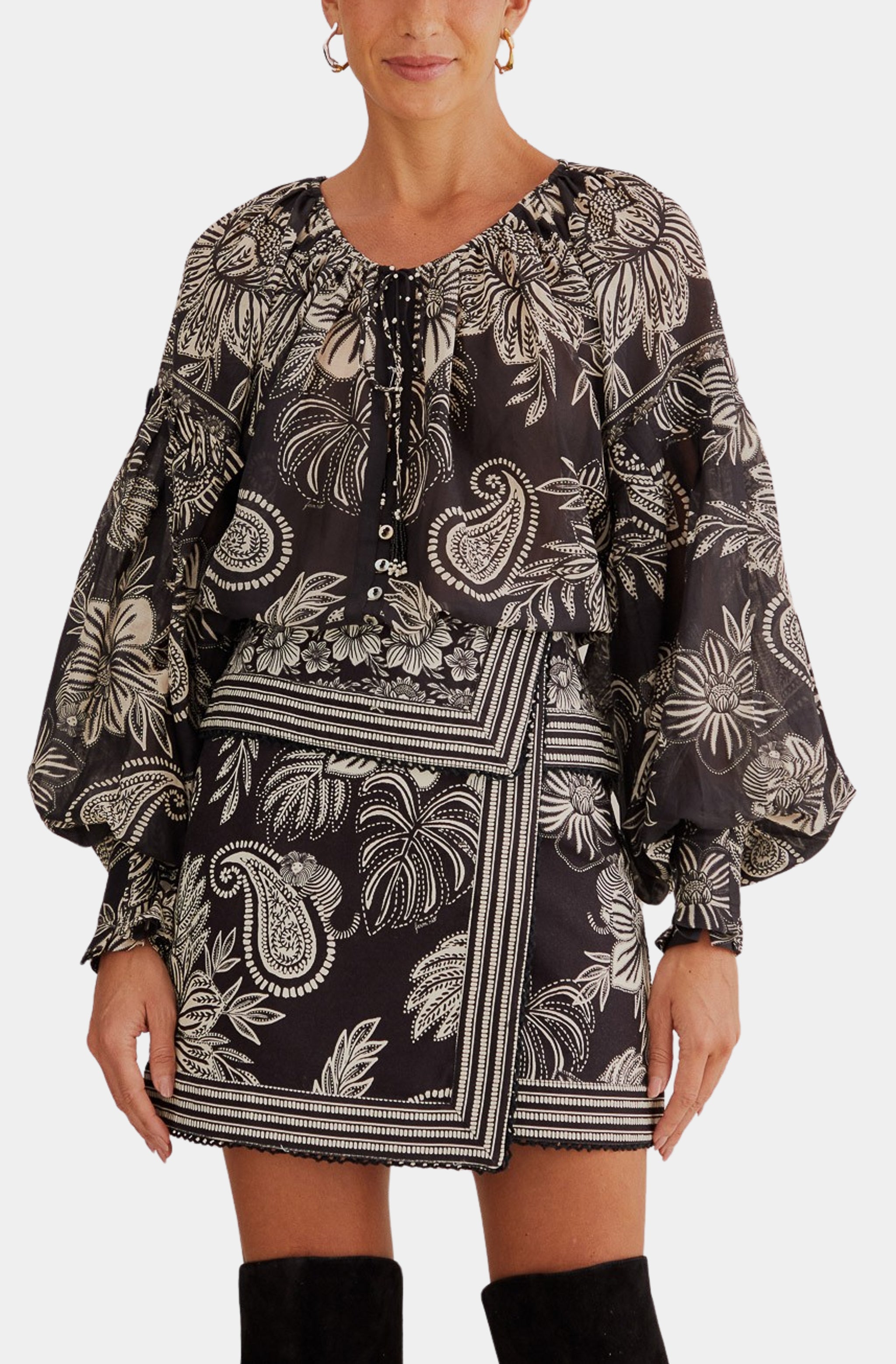 Pasley Bloom Black Skirt