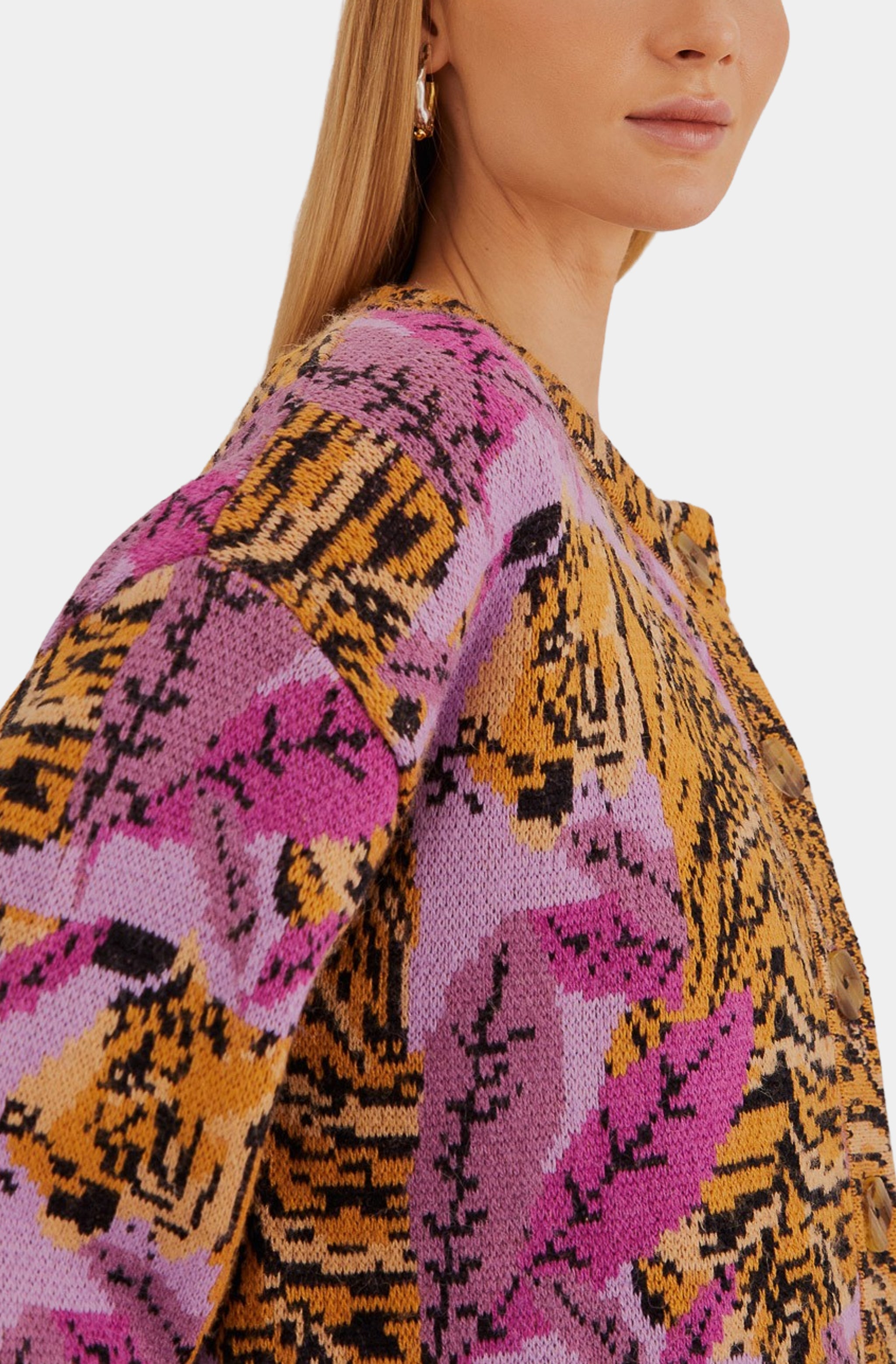Tiger Leaves Knit Cardigan