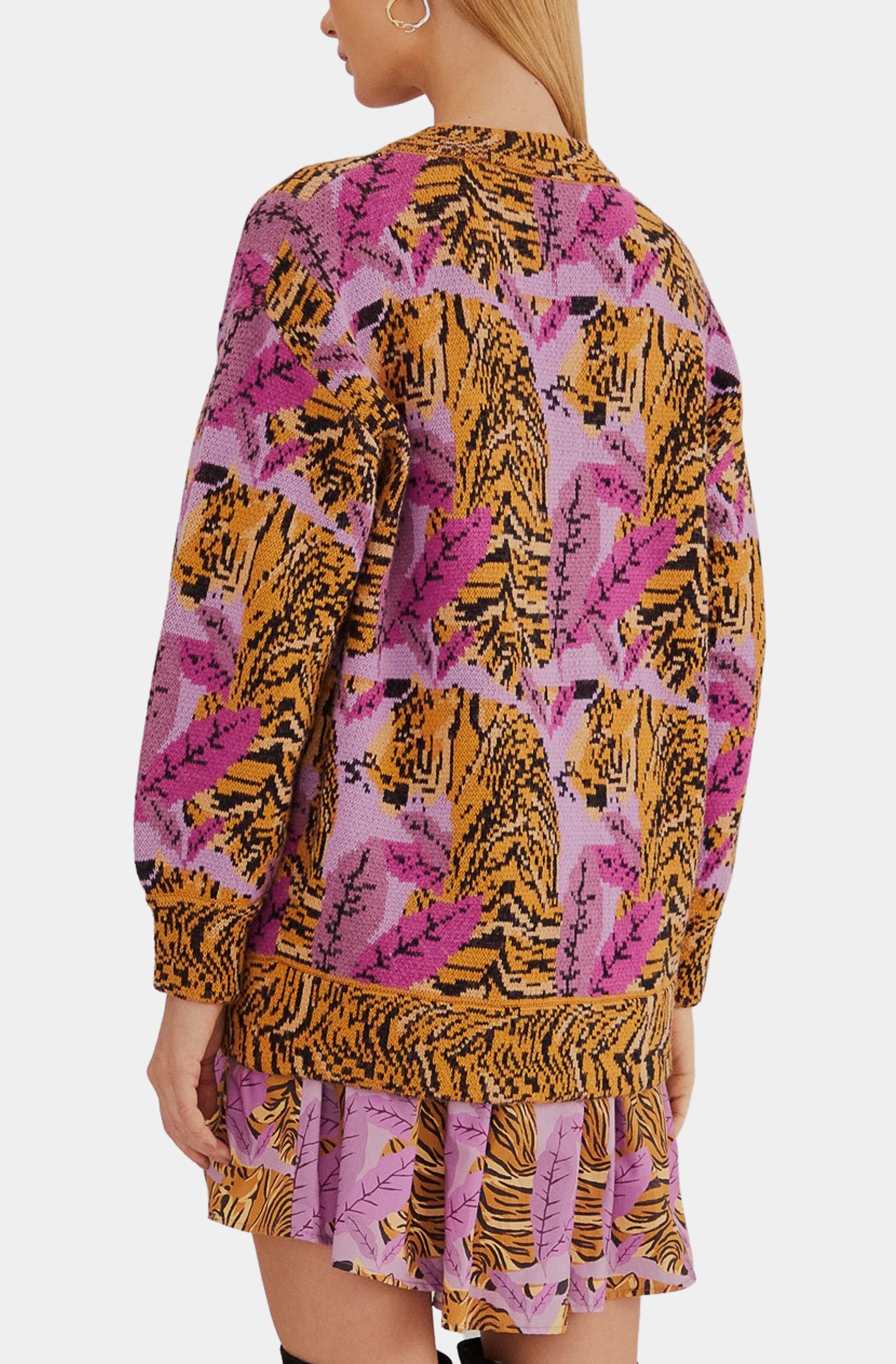 Tiger Leaves Knit Cardigan