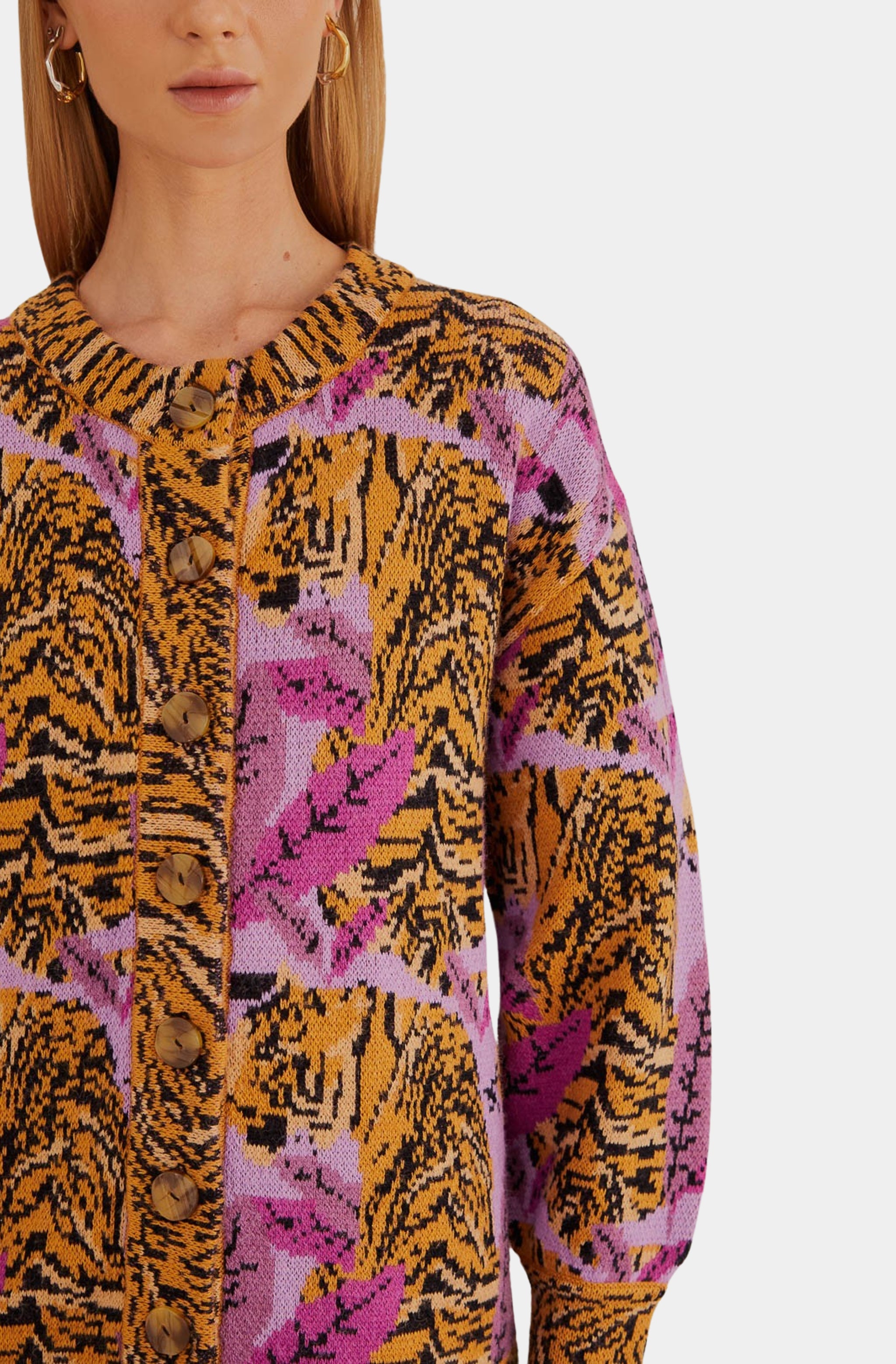 Tiger Leaves Knit Cardigan