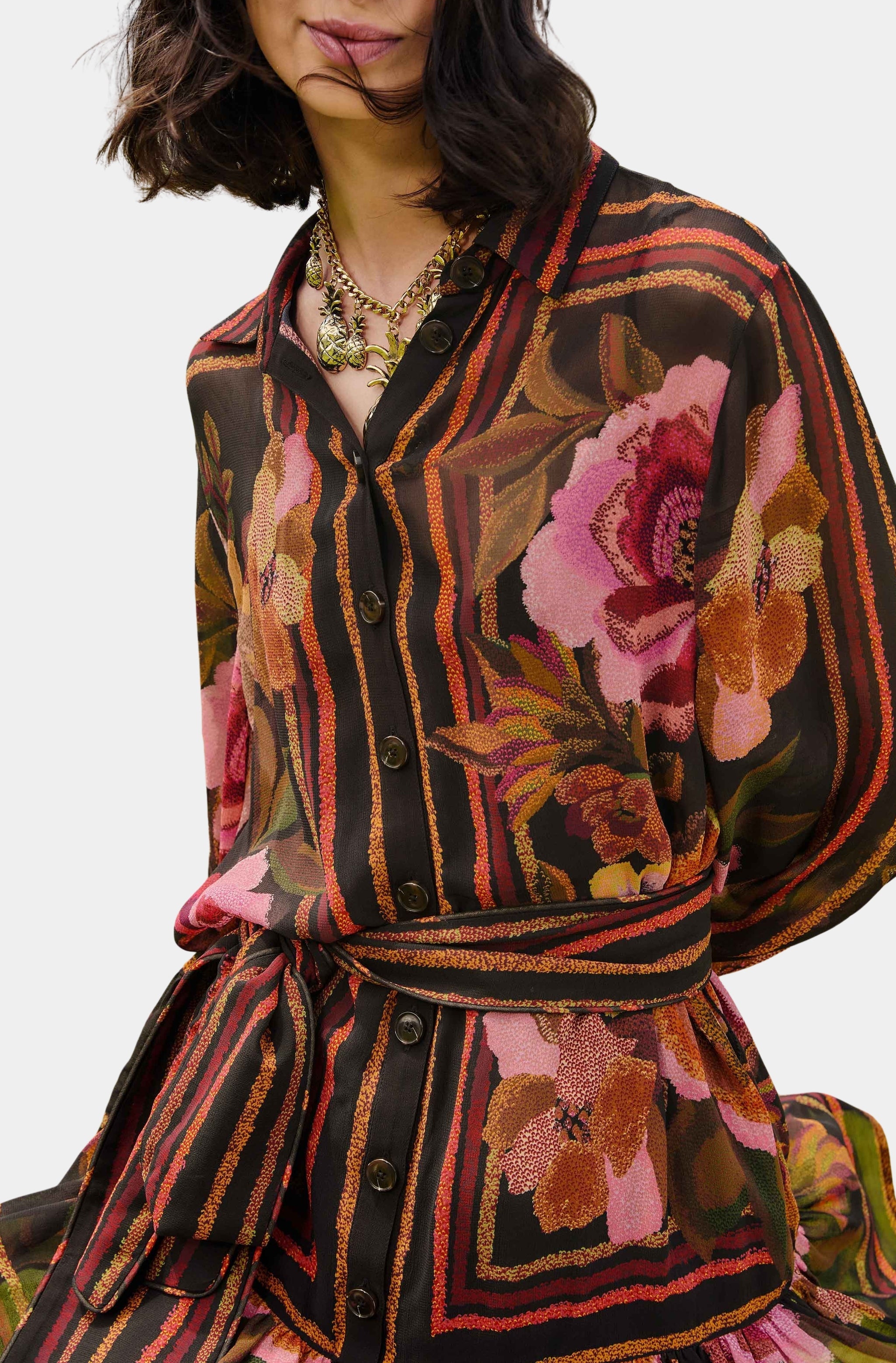 Chenille Flowers Black Mini Dress