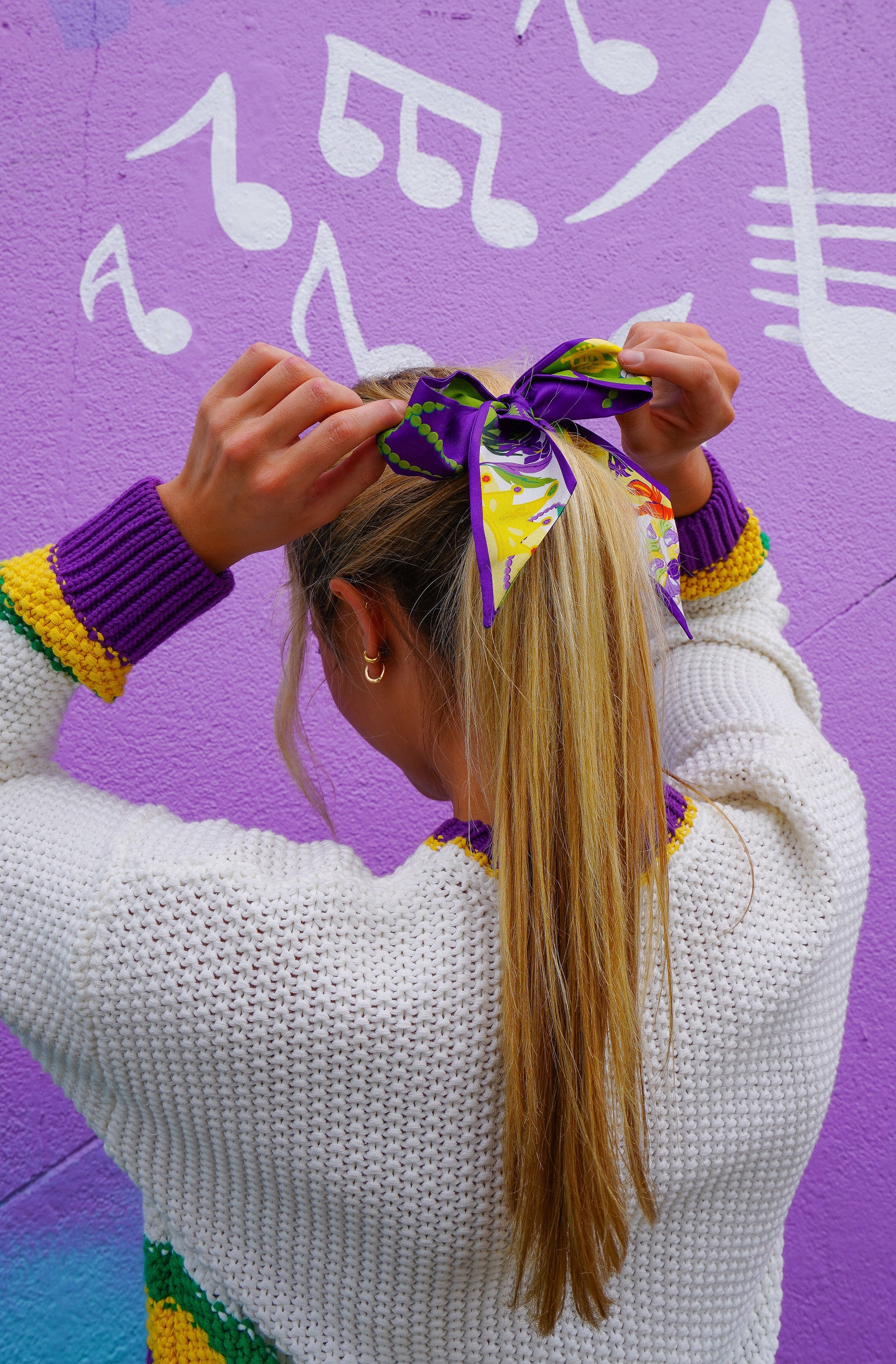 Hemline Exclusive Mardi Gras Twilly Scarf