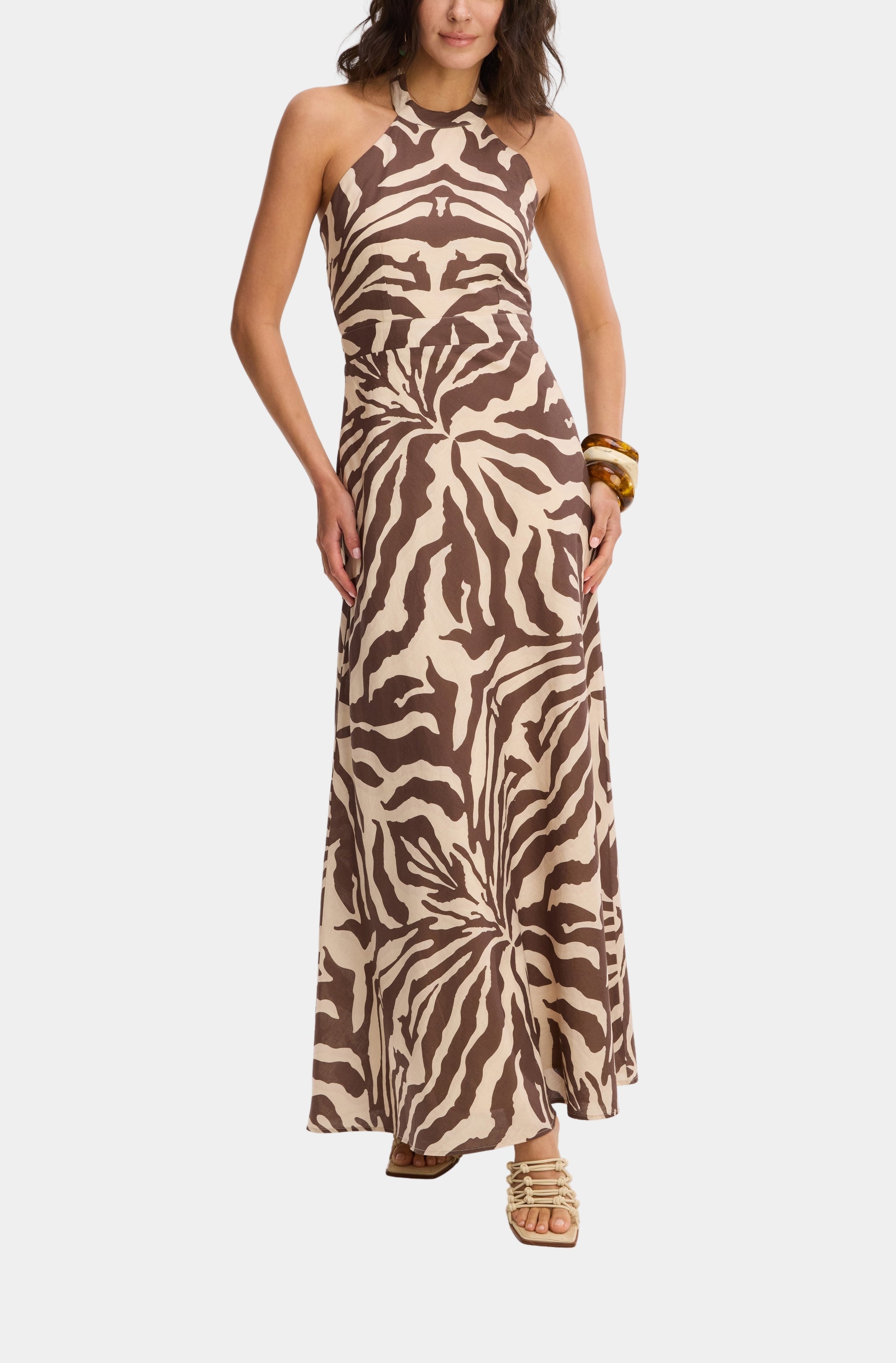 zebra brown dress Jluxlabel Women's Zebra Print Infinite Journey Maxi Dress main image 1