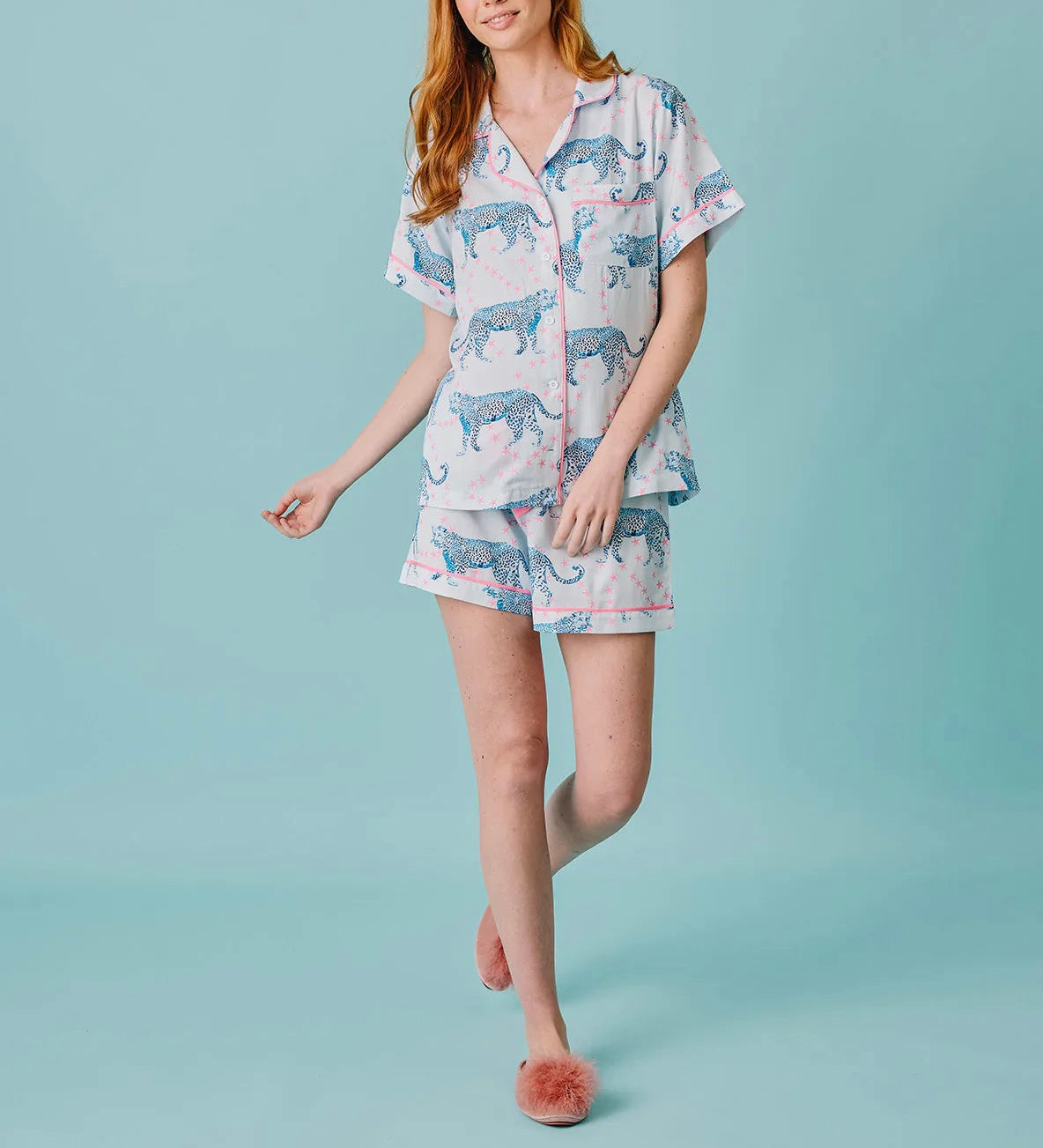 Cosmic Cheetah Pajama Shorts Set