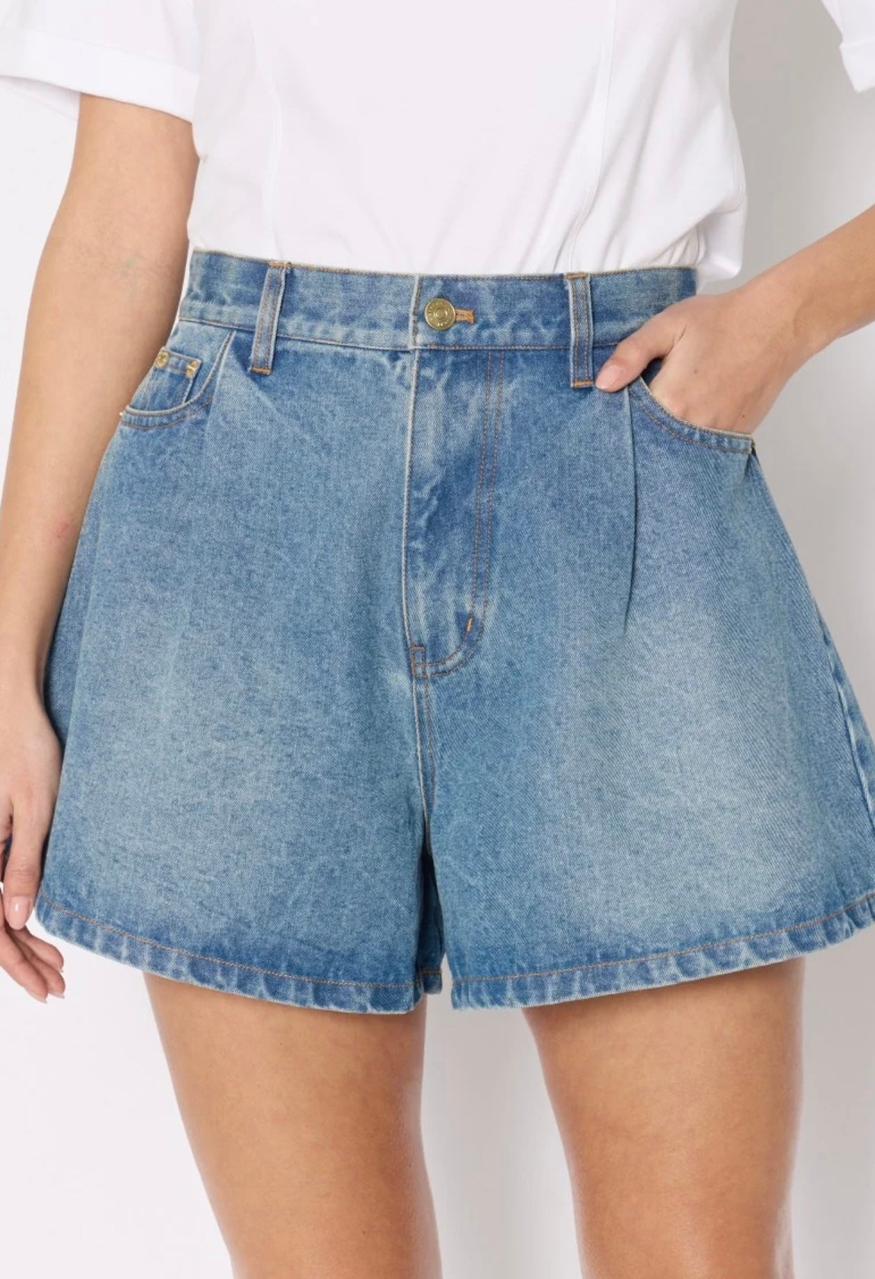 Flared Fit Denim Short