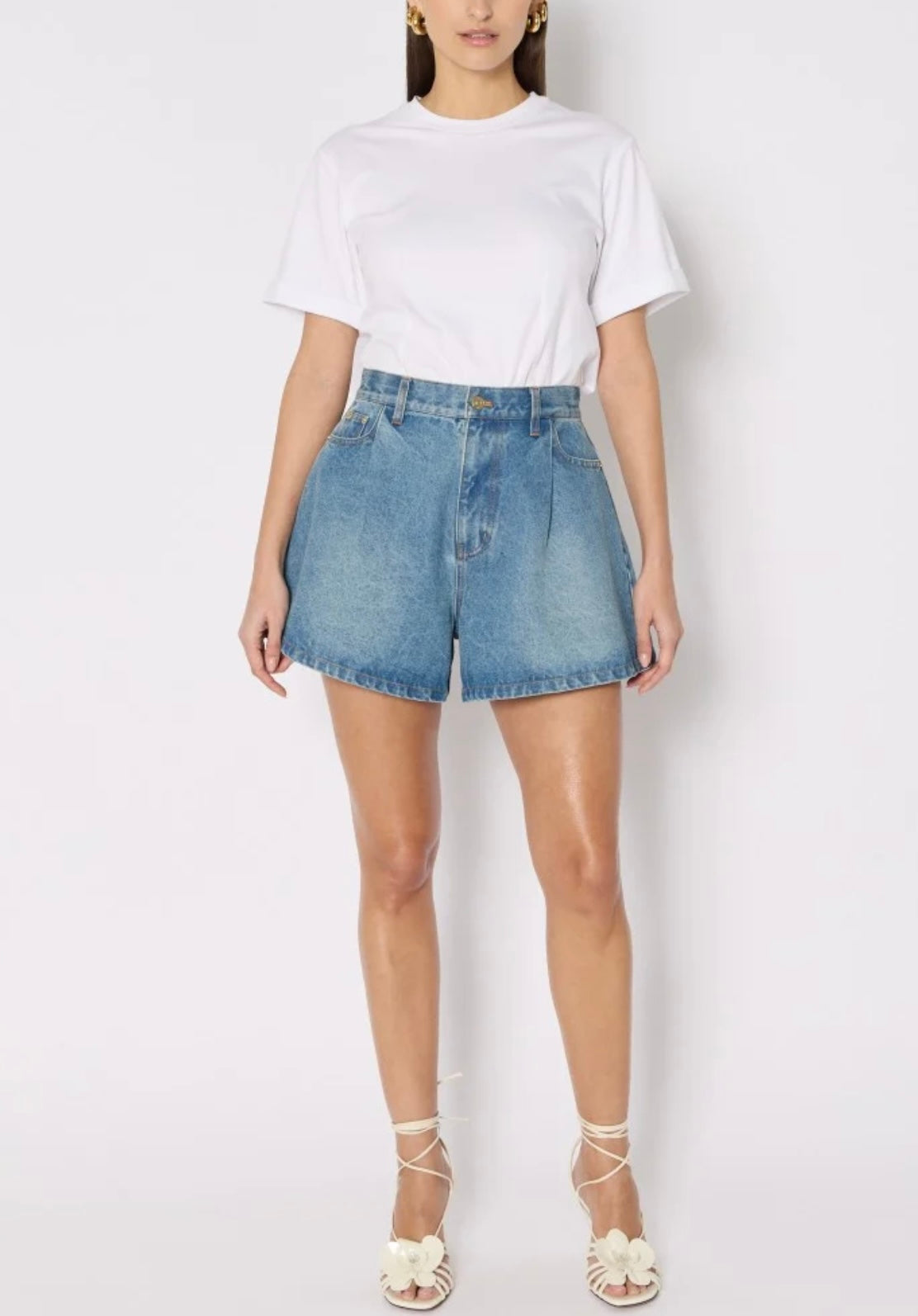 Flared Fit Denim Short