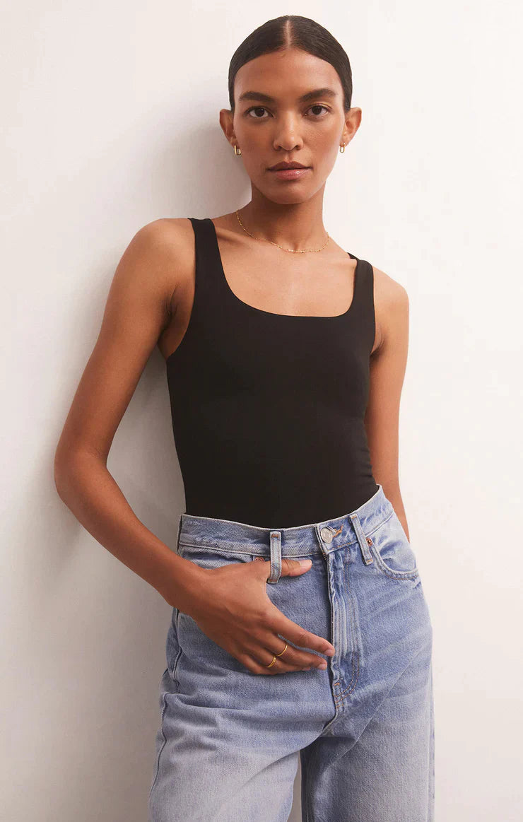 Alana So Smooth Tank Bodysuit in Black