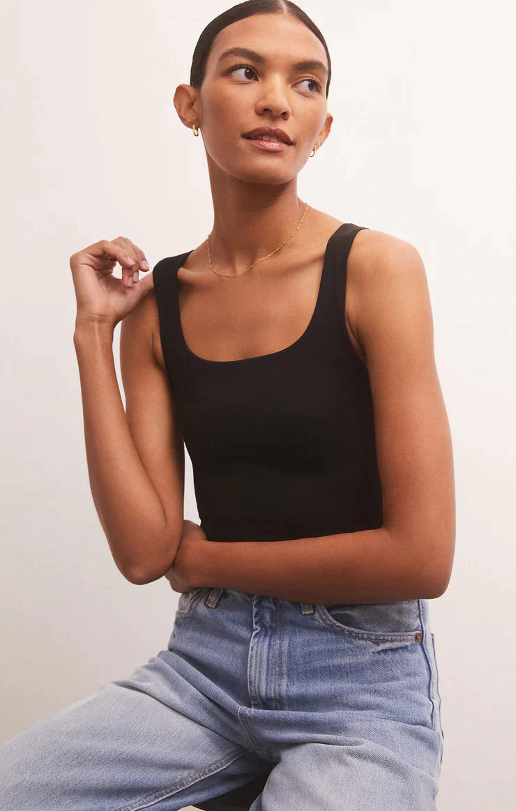 Alana So Smooth Tank Bodysuit in Black