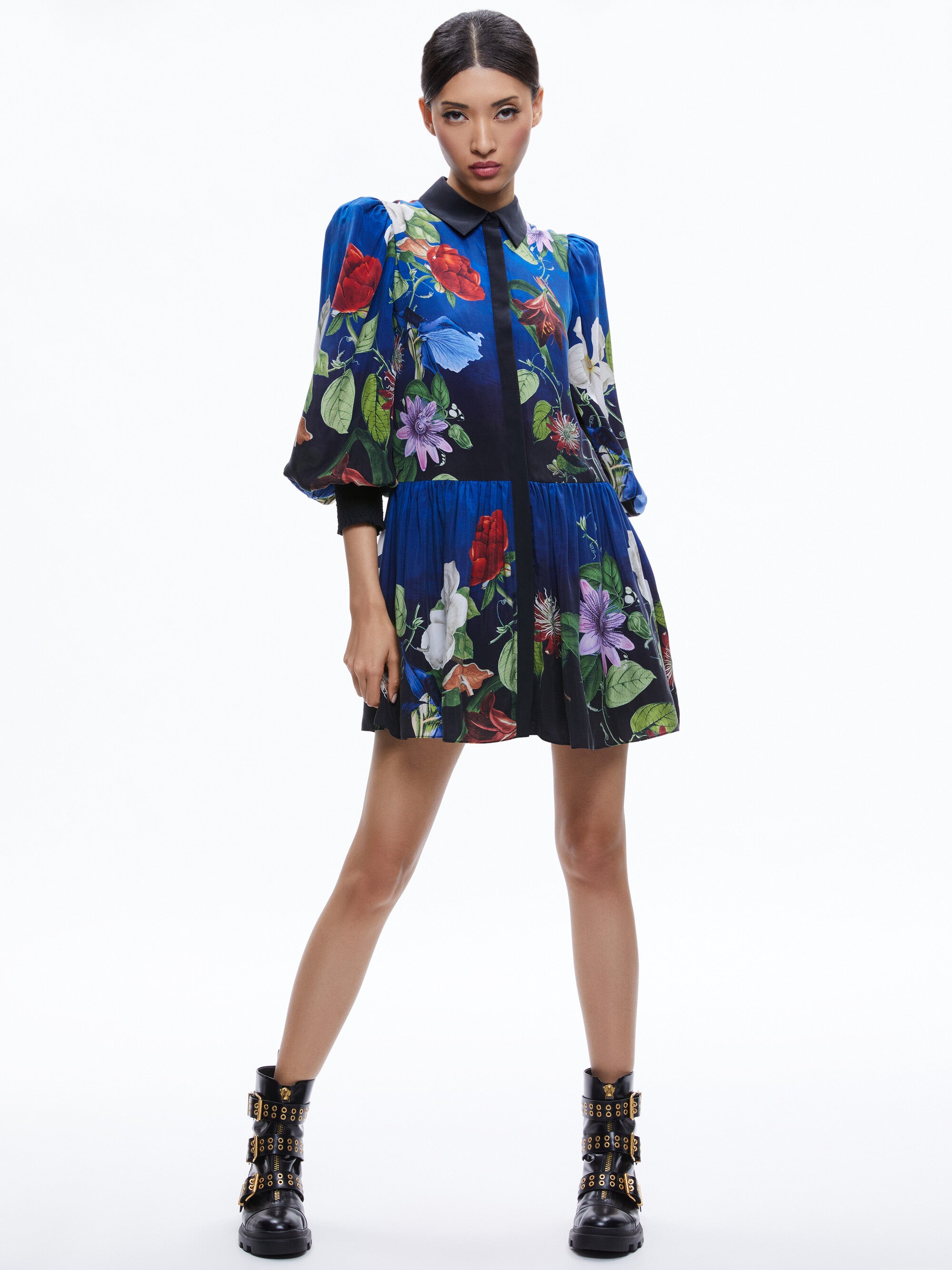 Bertha Blouson Sleeve Mini Dress