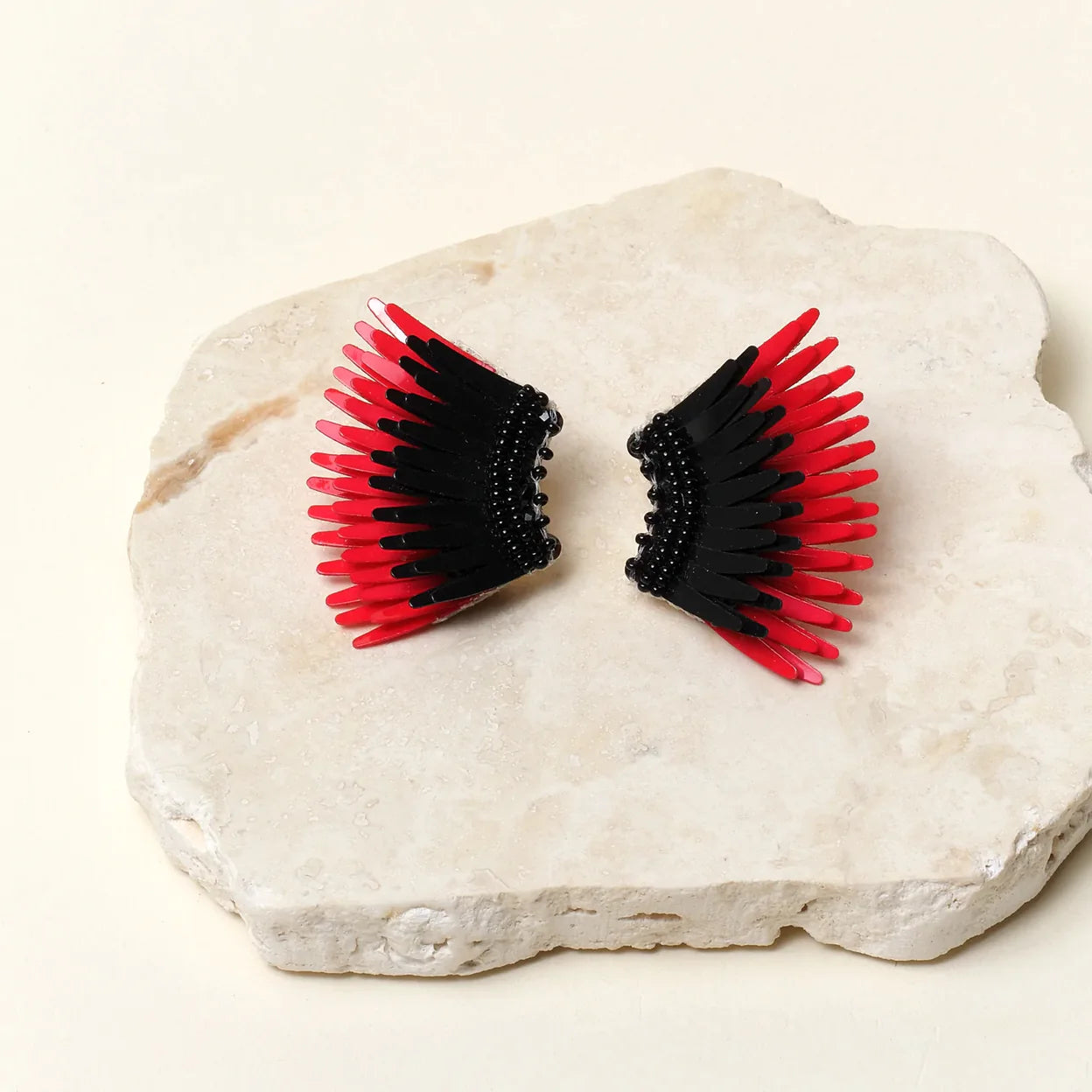 Mini Madeline Earrings in Black/Red