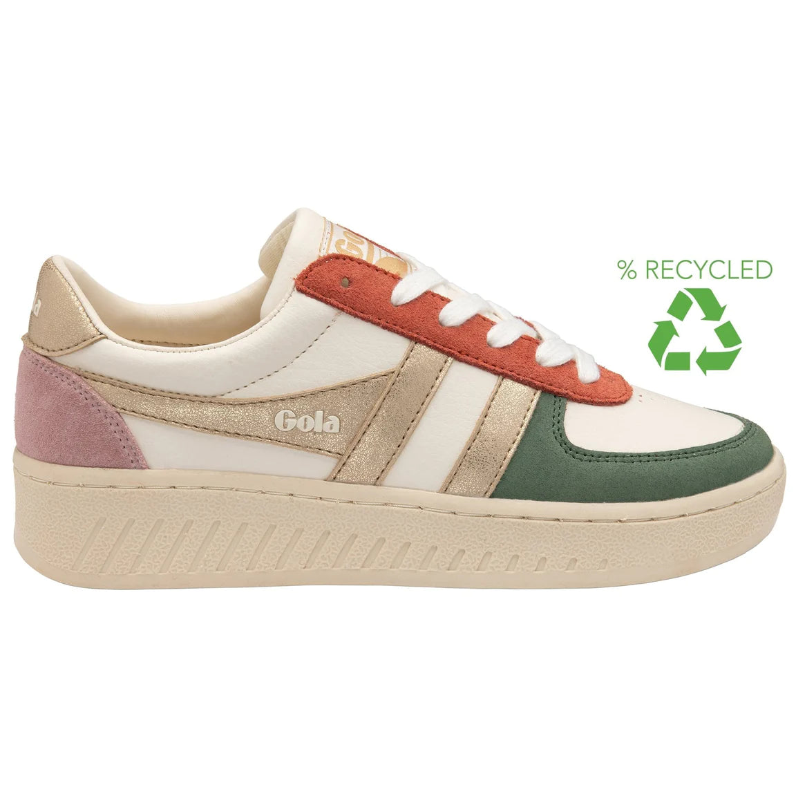 Grandslam Quadrant Sneakers in Off White/Sage/Gold/Pastel Pink