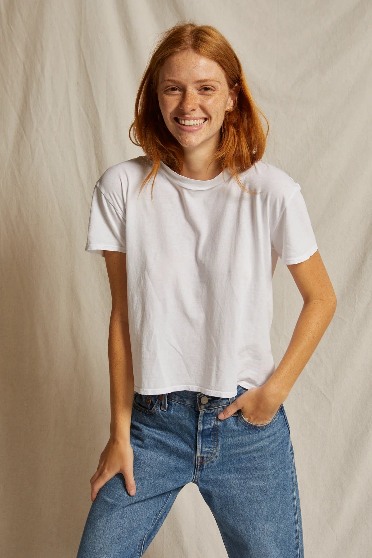 Cotton Short Sleeve Boxy Crew Tee
