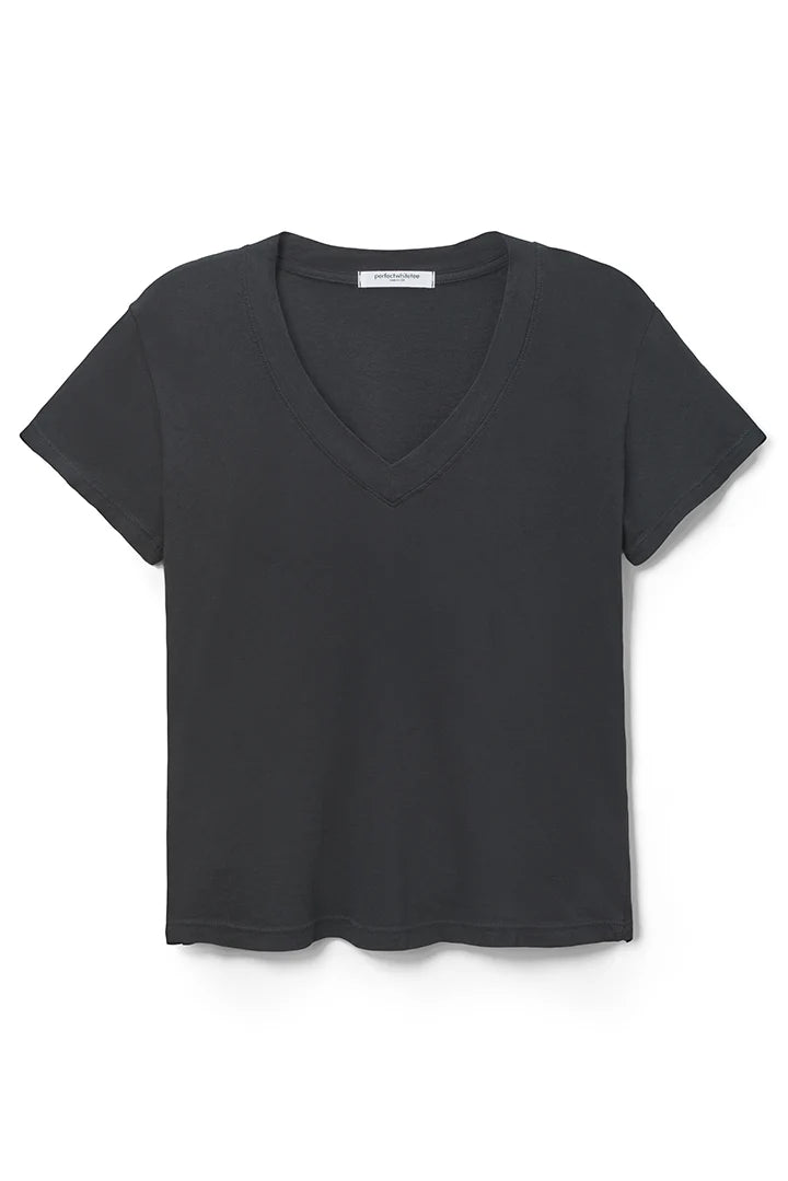 Hendrix Cotton Short Sleeve Boxy V Neck Tee