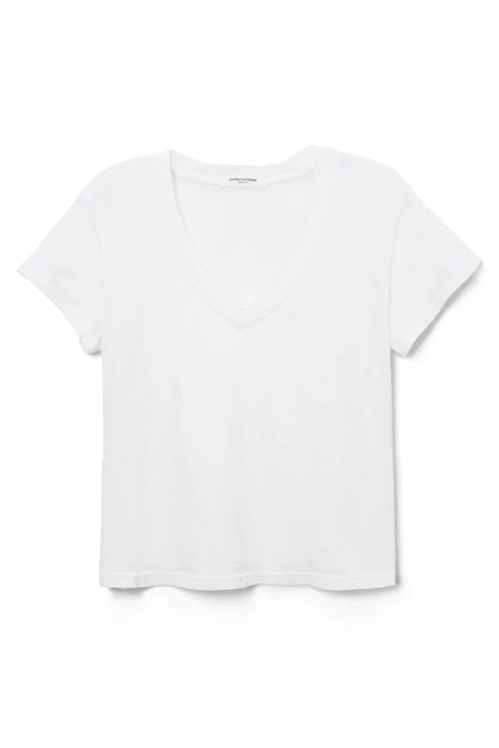 Hendrix Cotton Short Sleeve Boxy V Neck Tee
