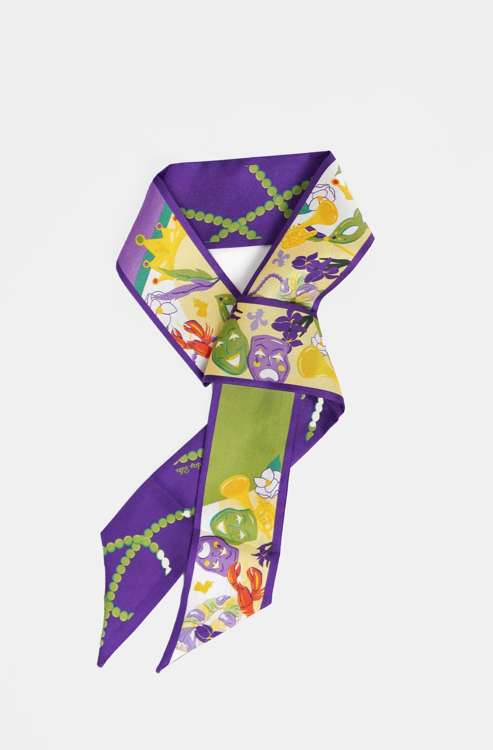 Hemline Exclusive Mardi Gras Twilly Scarf
