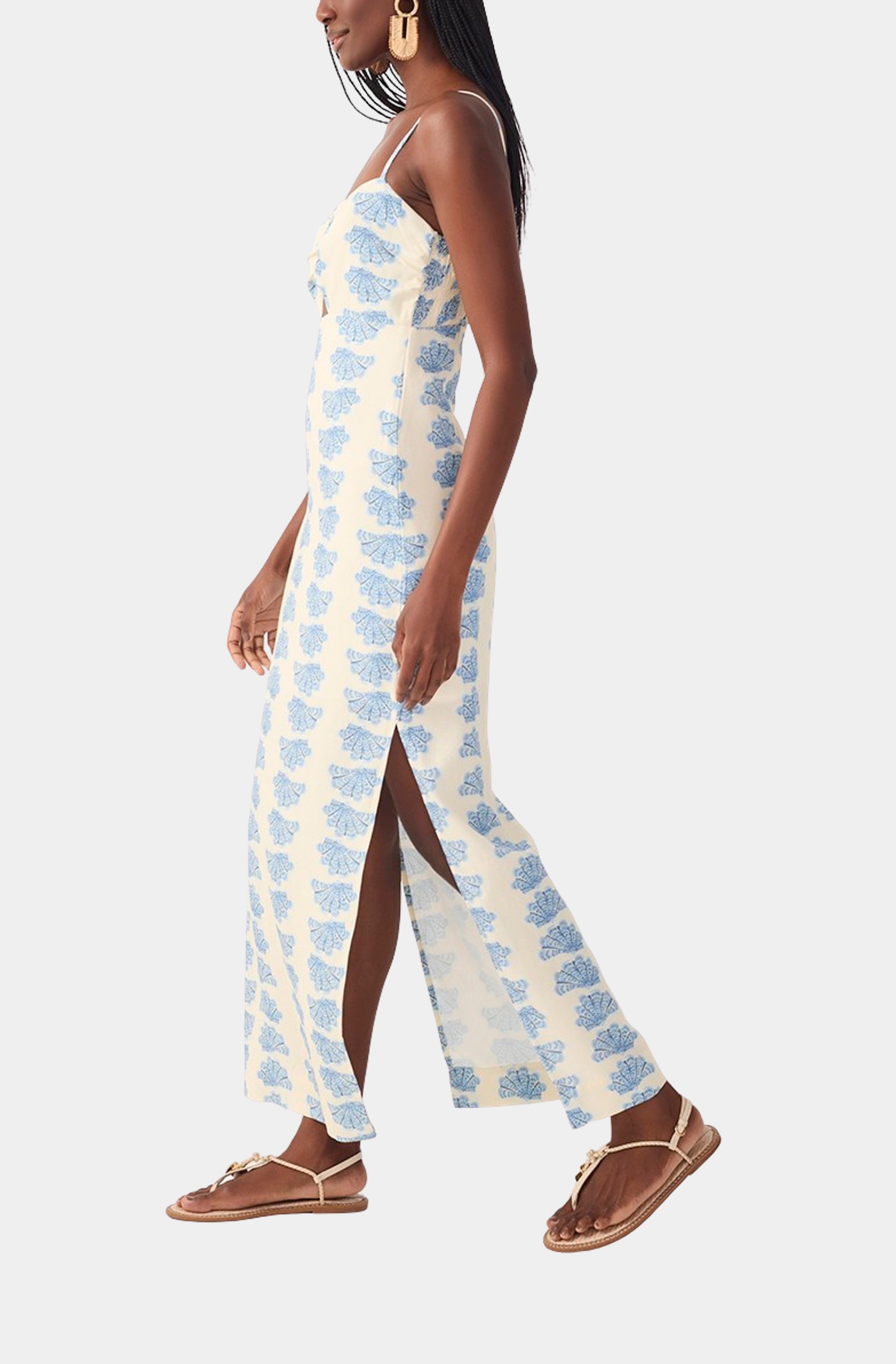 Cut-out Sleeveless Linen Maxi Dress