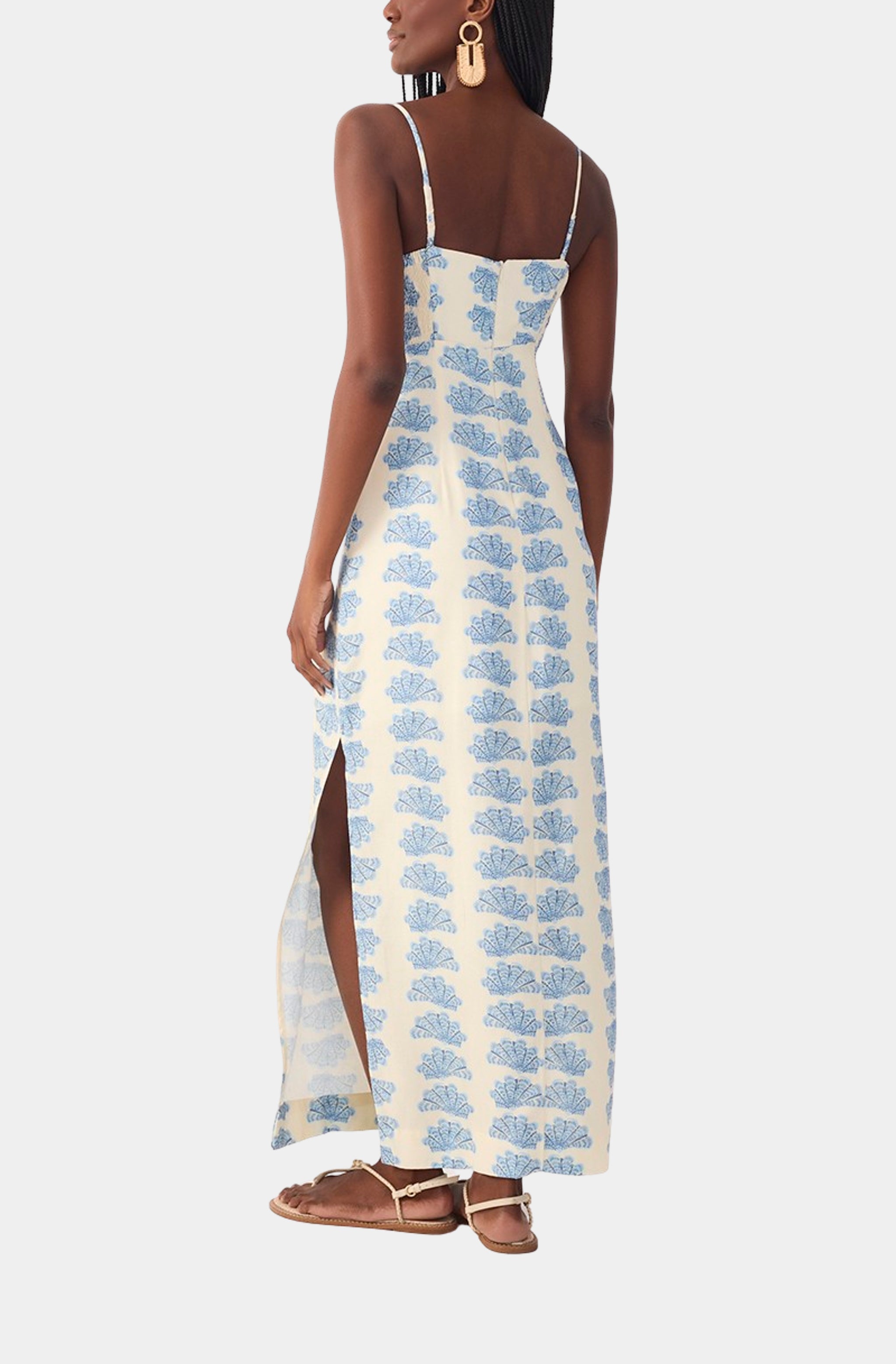 Cut-out Sleeveless Linen Maxi Dress
