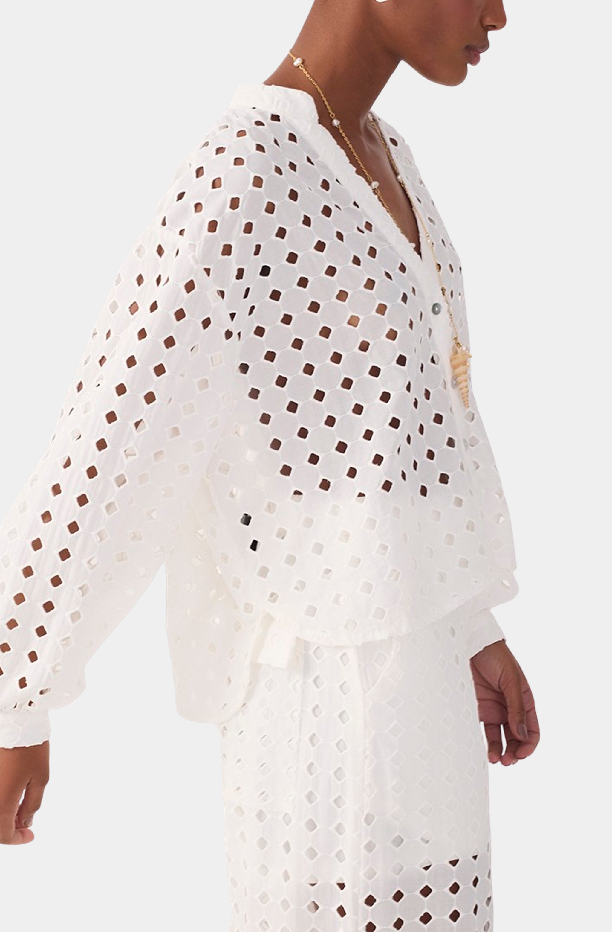 Cuffed Eyelet Shirt