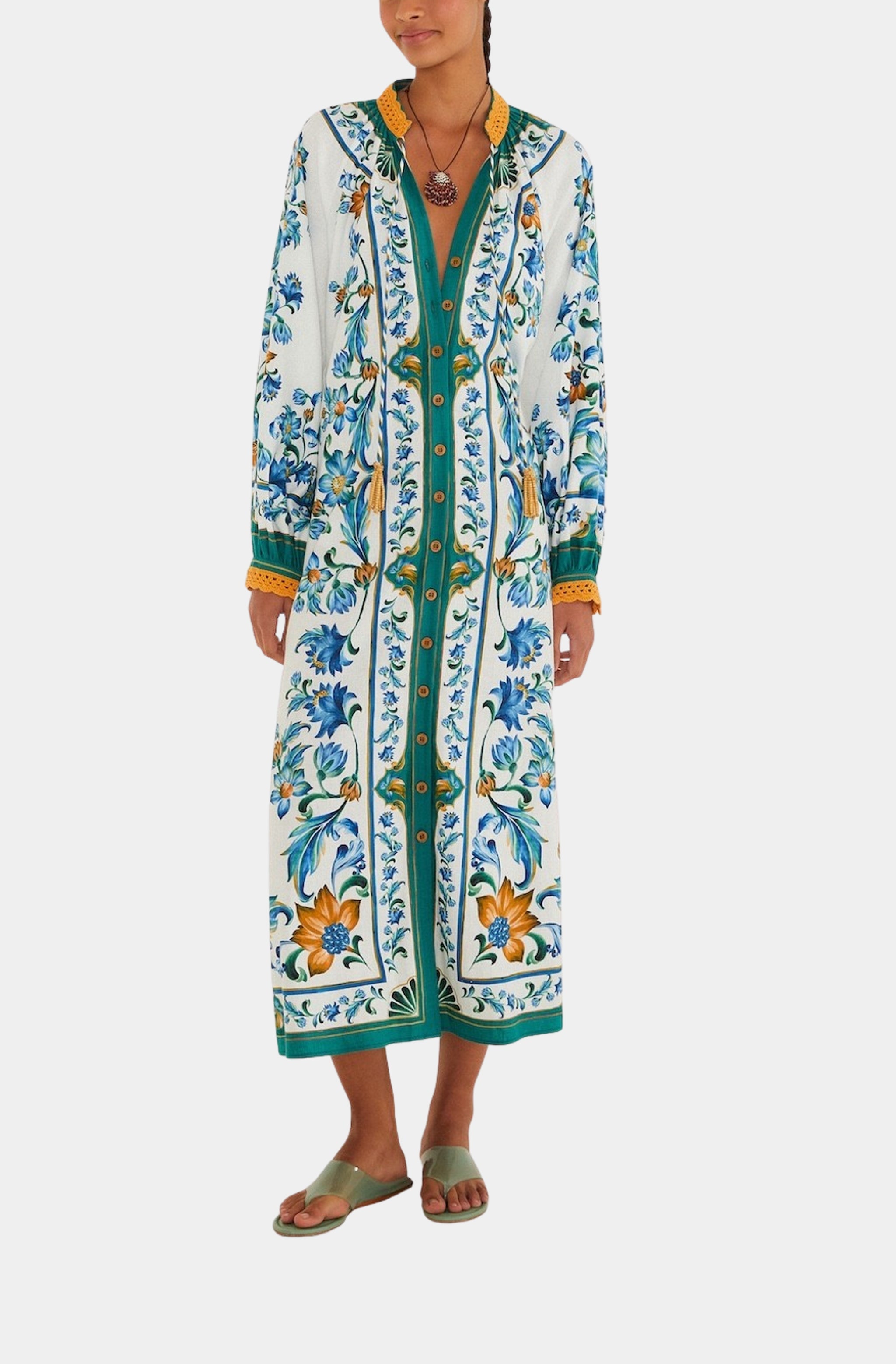 Flora Tile Off-White Maxi Dress Hemline Sandestin Flora Tile Off-White Maxi Dress Hemline Sandestin