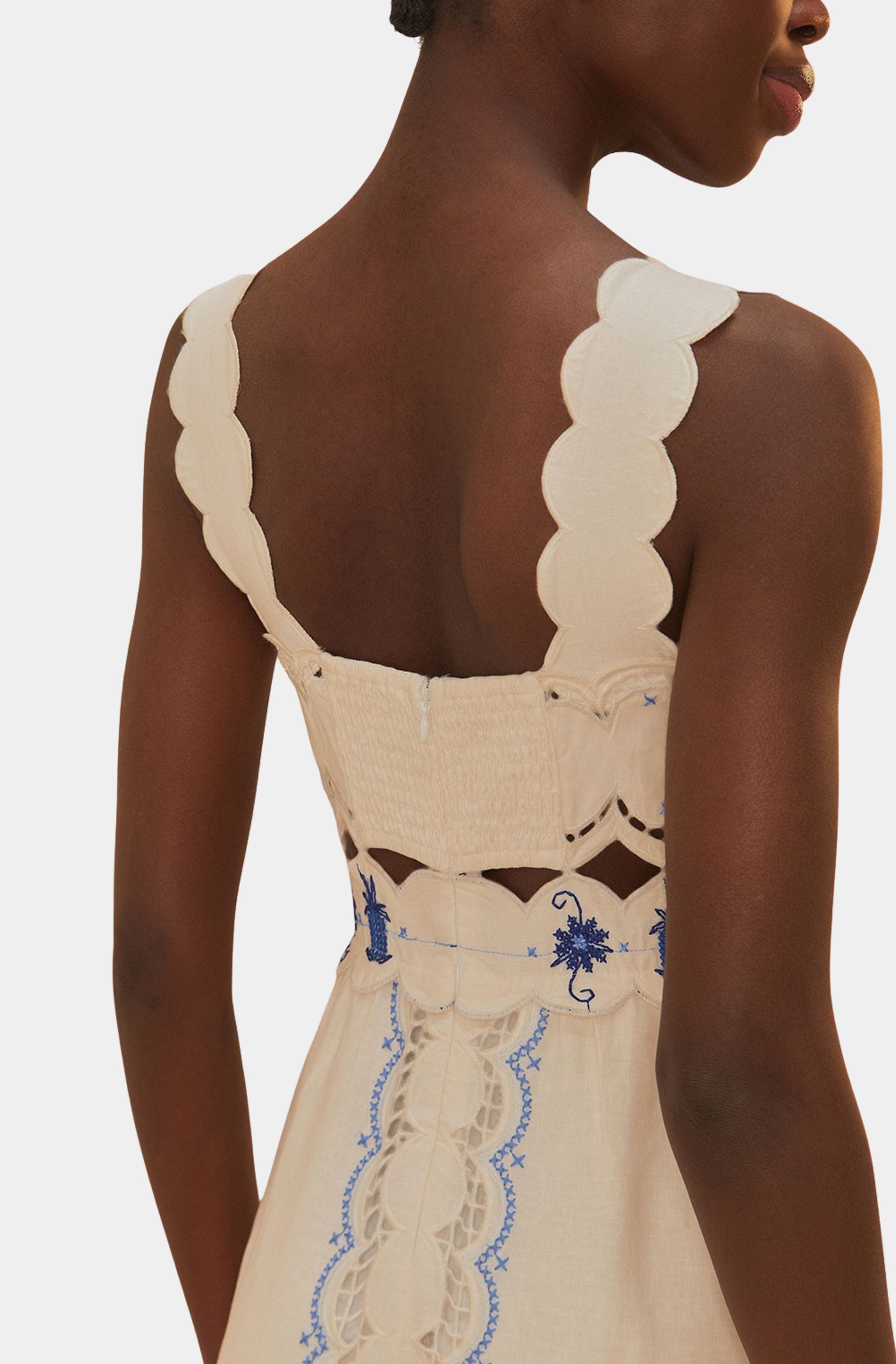 Cross Stitch Richelieu Sunflower Off-White Midi Dress