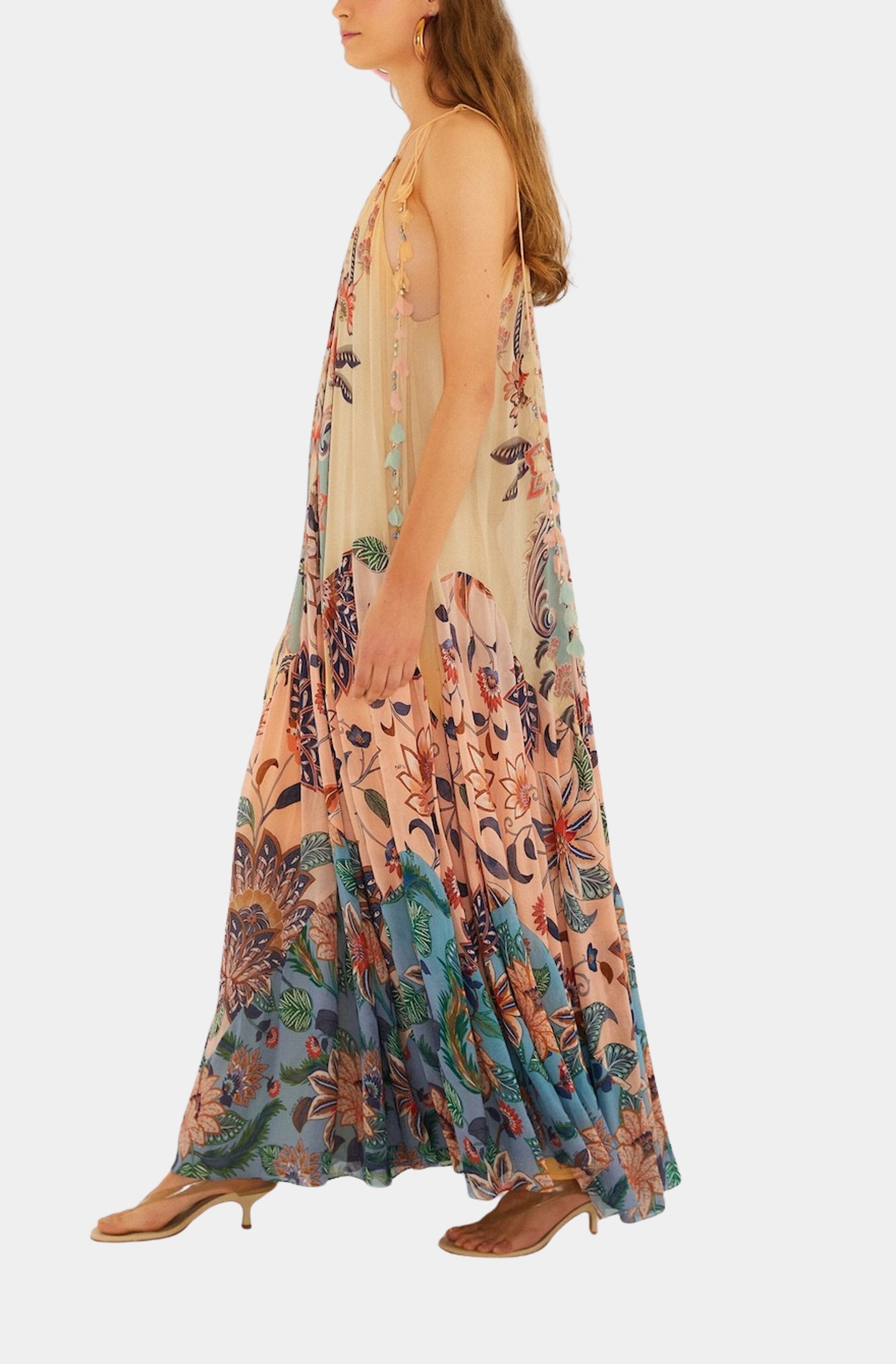 Boho Floral Delhi Mix Maxi Wavy Dress