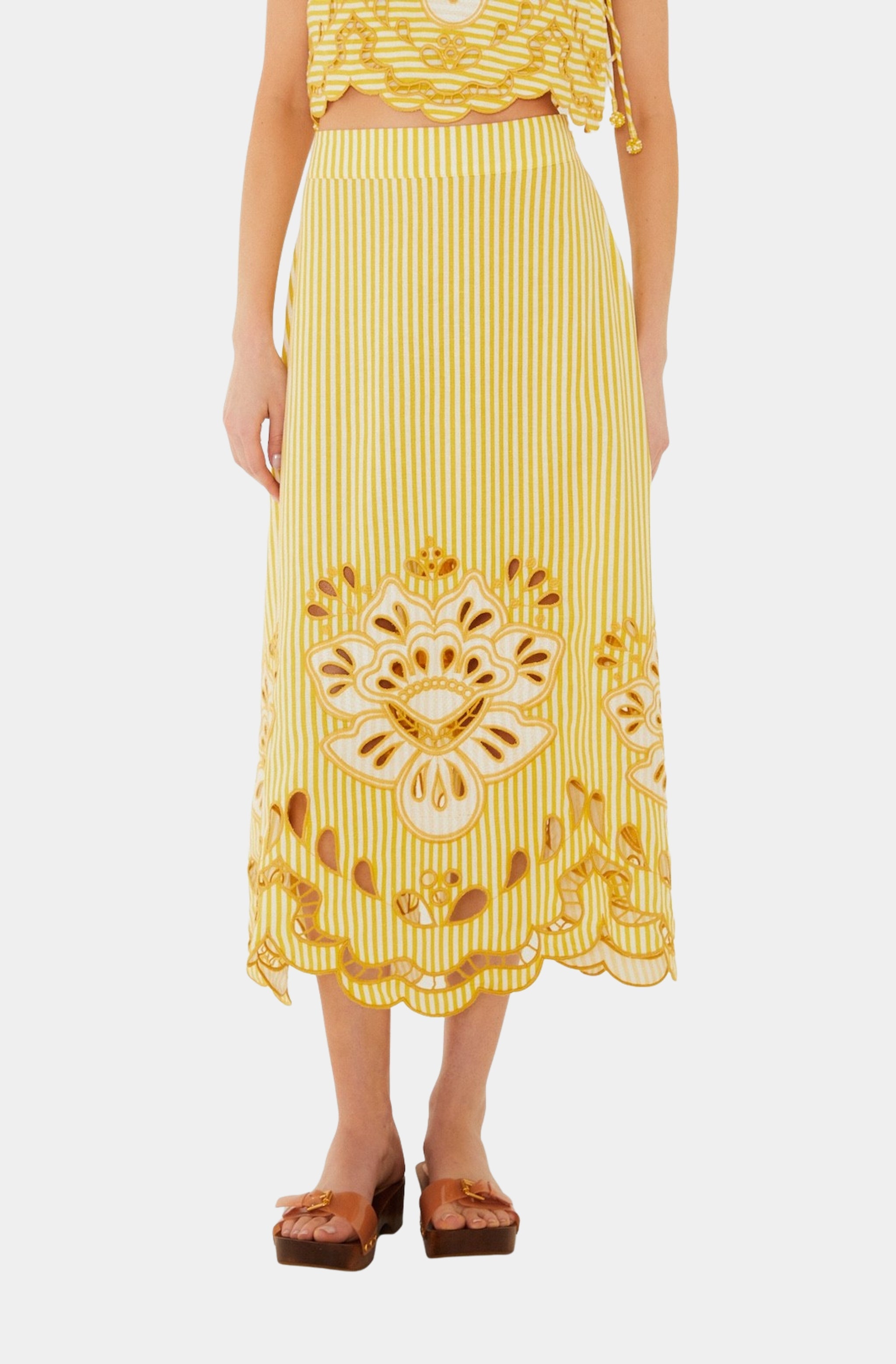 Bicolor Stripes Richilieu Midi Skirt