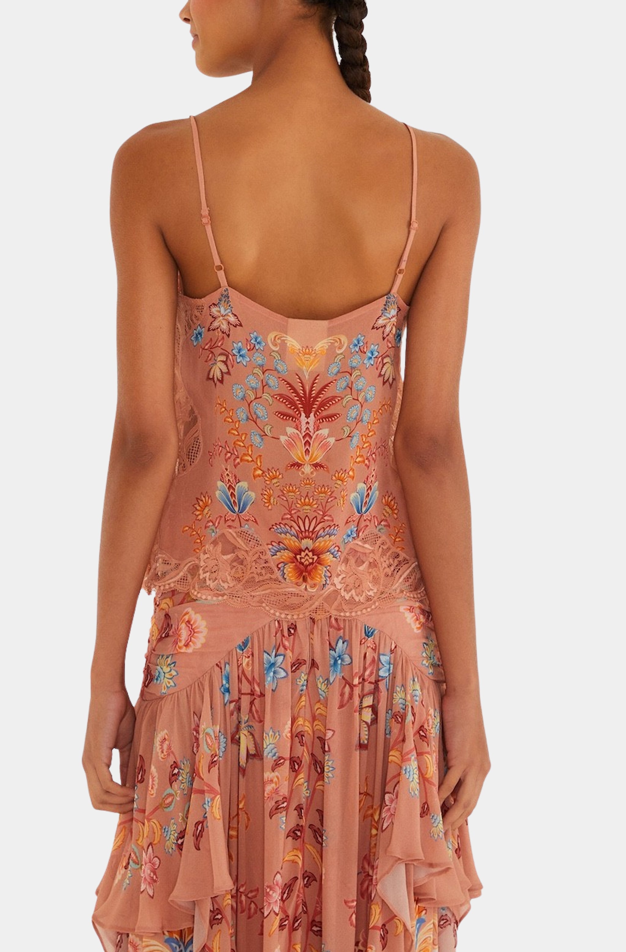 Boho Enchance Mocha Ties Blouse