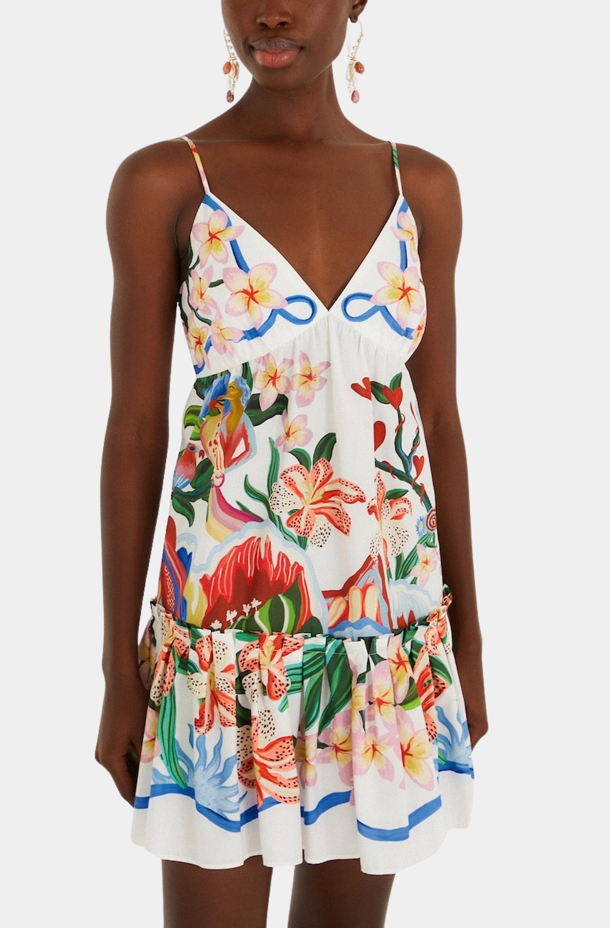 Garden Of Life Scarf Off-White Mini Dress