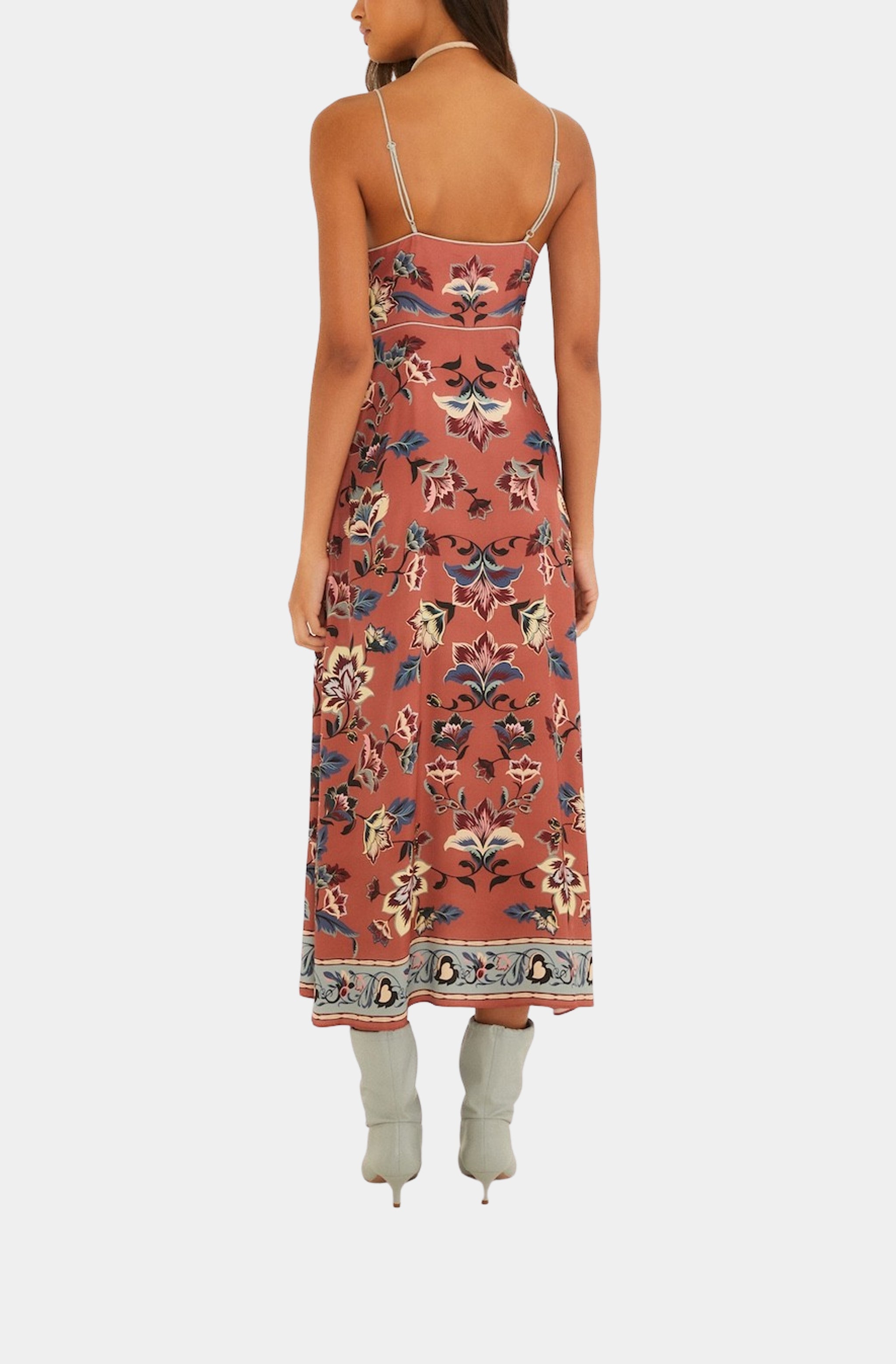 Floral Beauty Tapestry Blush Pink Maxi Slip Dress