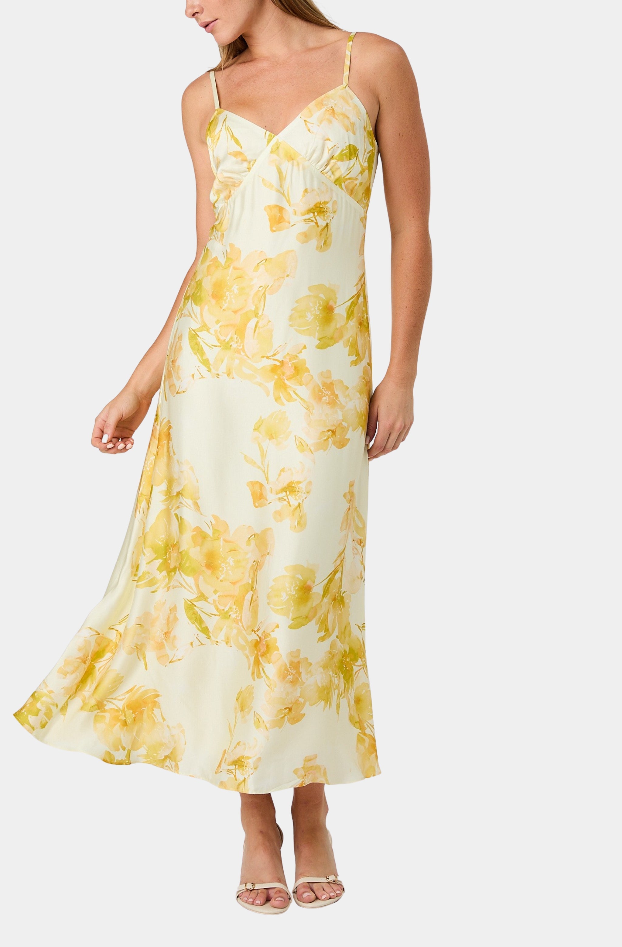 Oona Satin Sophie Floral V-neck Dress