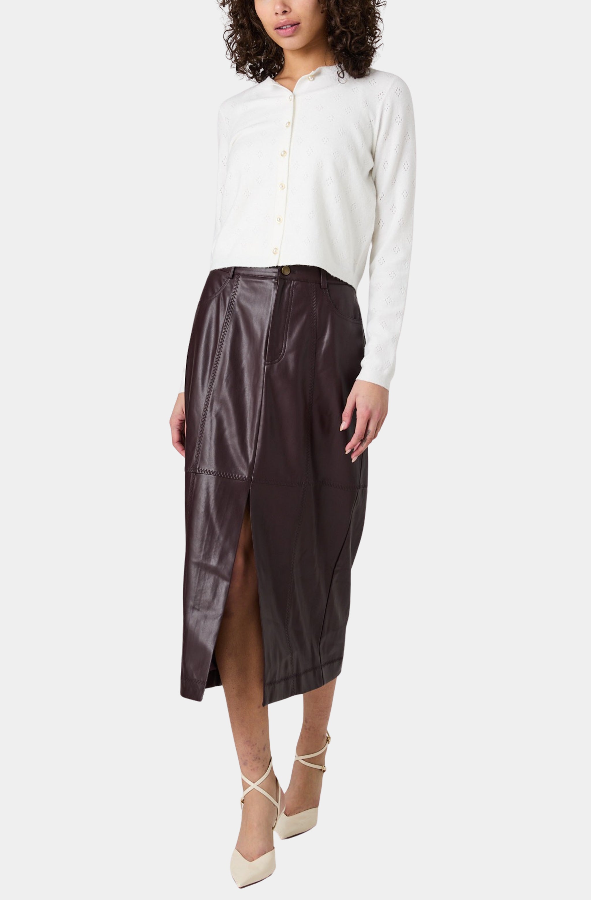 Madeline Faux Leather Midi Skirt