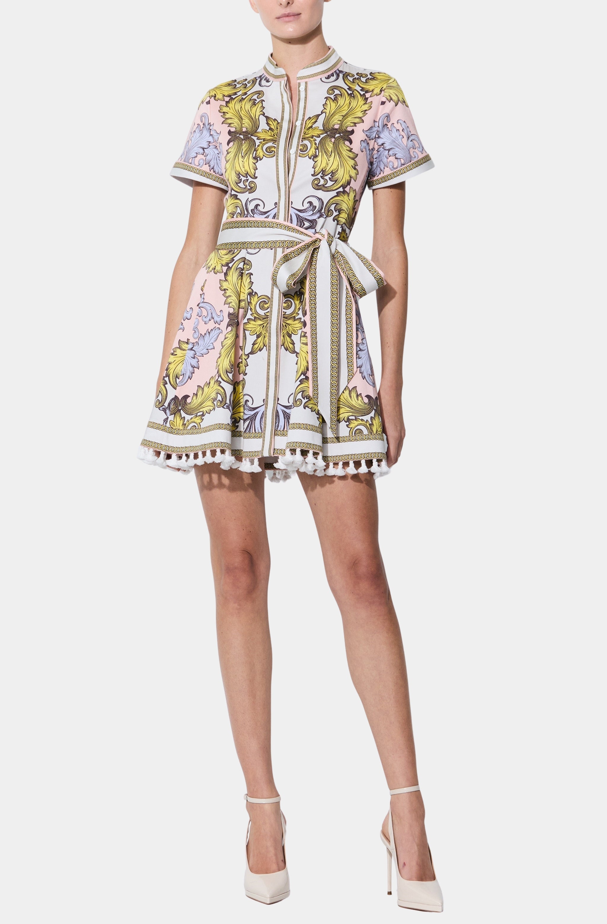 lucy mini shirt dress alice + olivia Women's Lucy Roll Sleeve Mini Shirtdress, Artisan Ikat French Blue, 6 at Amazon Women's Clothing store
