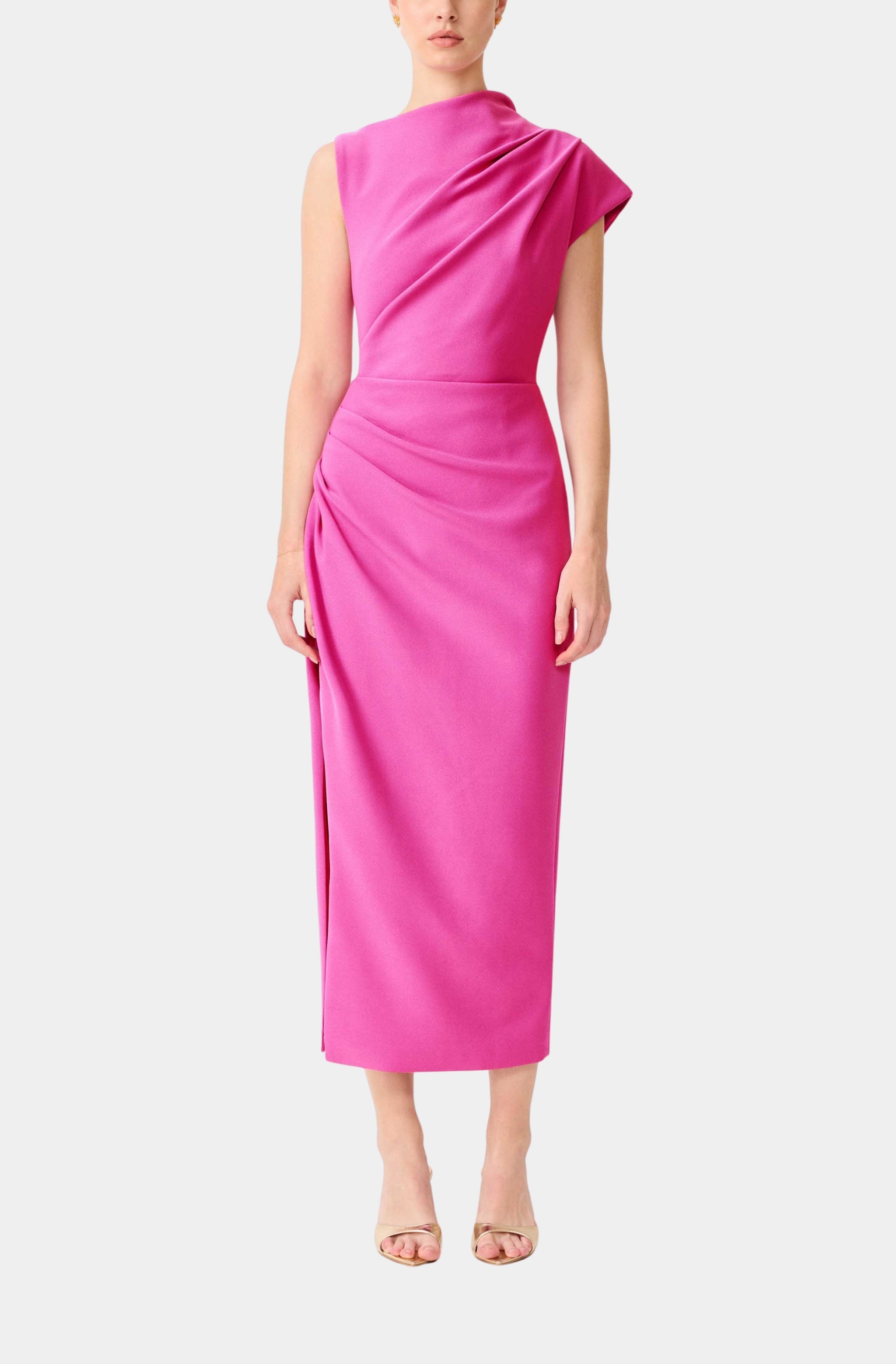 asymmetrical dress pink Chantal Asymmetrical Midi Dress In Pink – Hemline South Walton