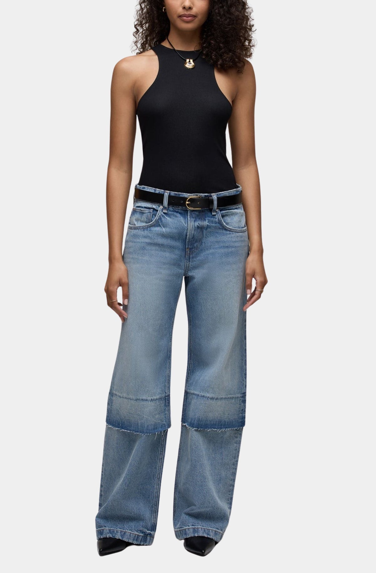 Rylee Loose Straight Layered Pant in London Bridge