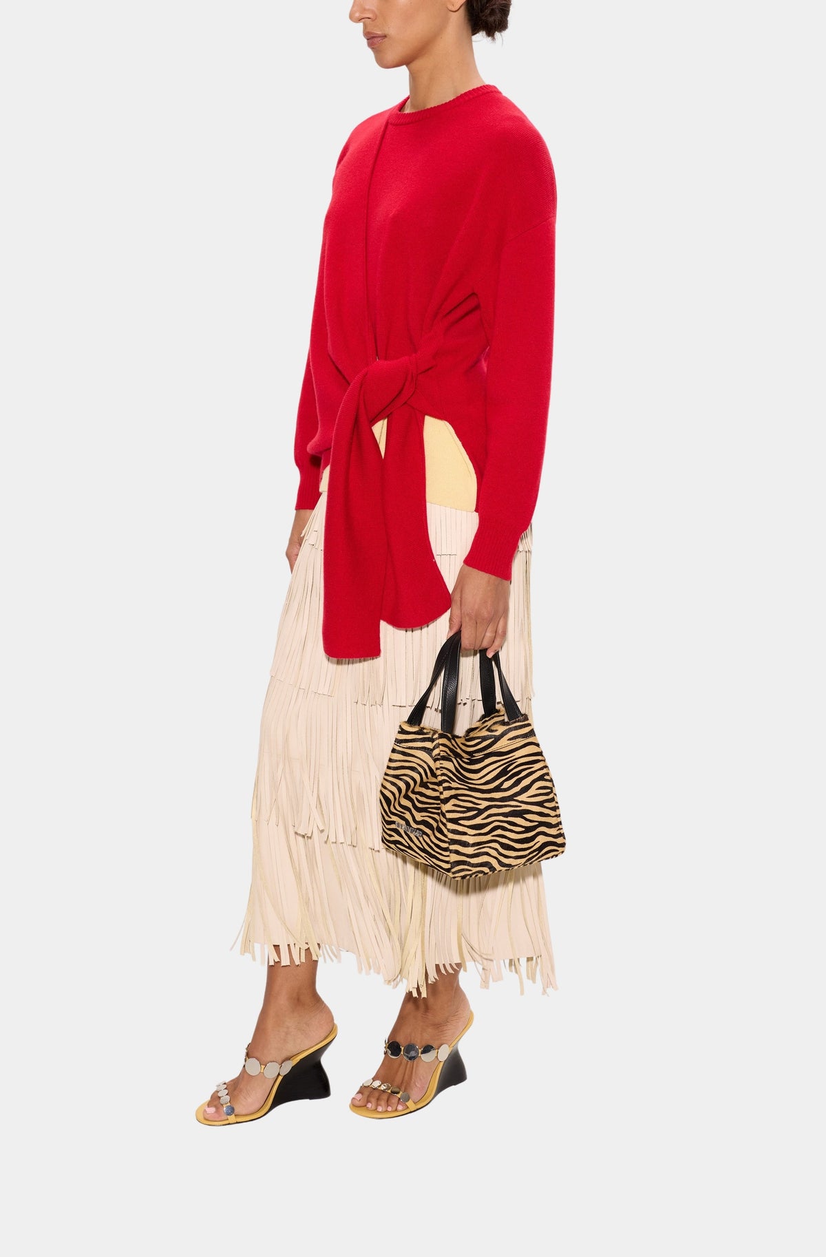 Za Za Vegan Leather Fringe Skirt