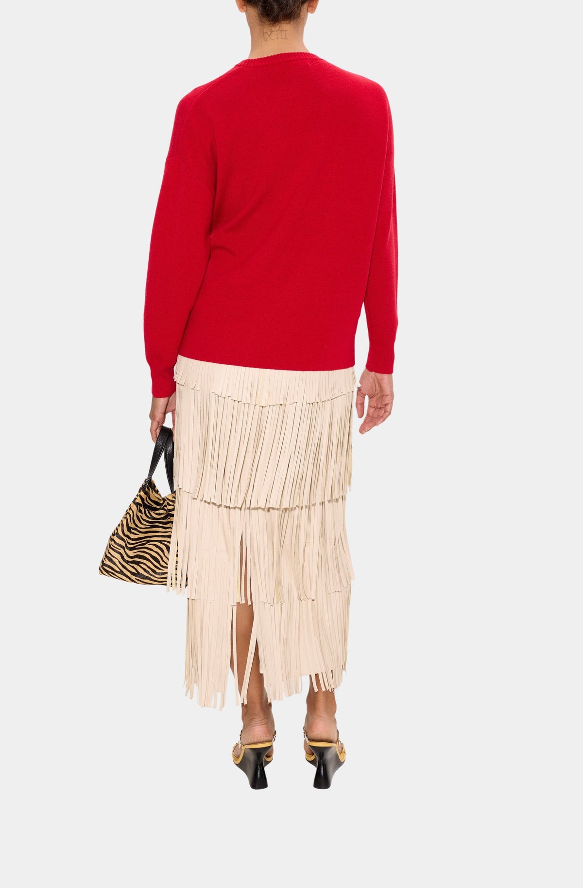 Za Za Vegan Leather Fringe Skirt