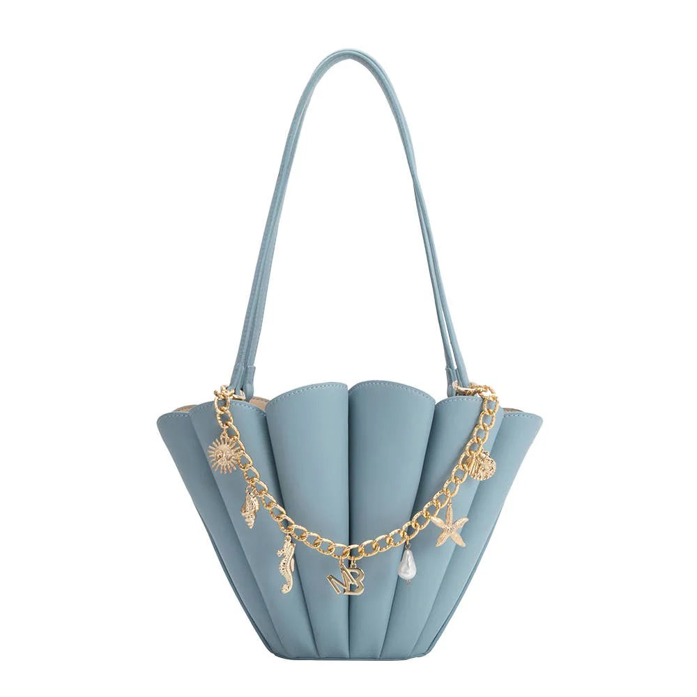 Shellie Blue Recycled Vegan Leather Shoulder Bag