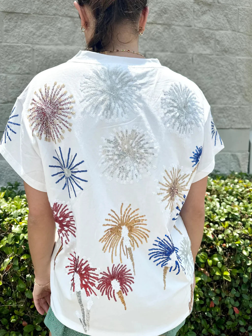 White USA Popping Champagne Tee