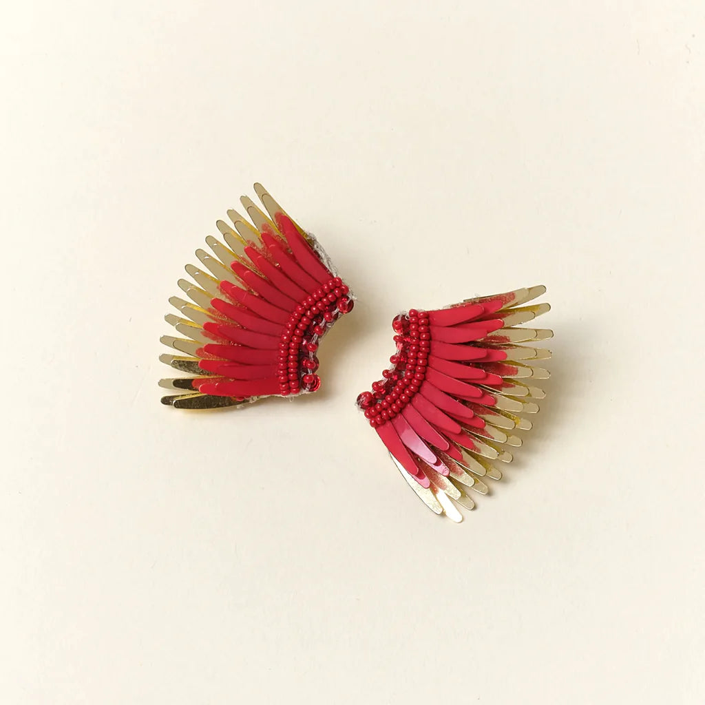 Mini Madeline Earrings in Crimson/Gold