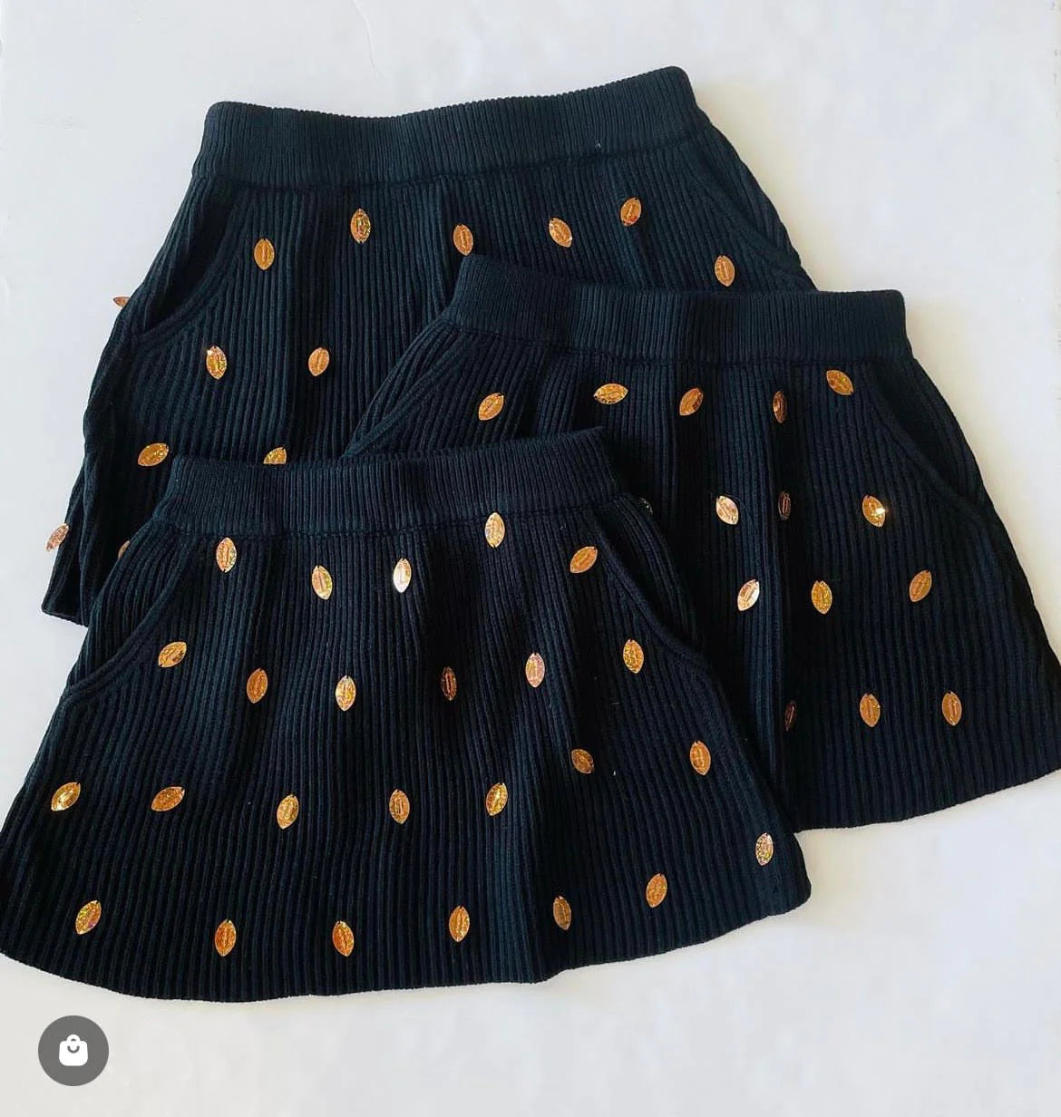 Black Football Paillette Sweater Skirt