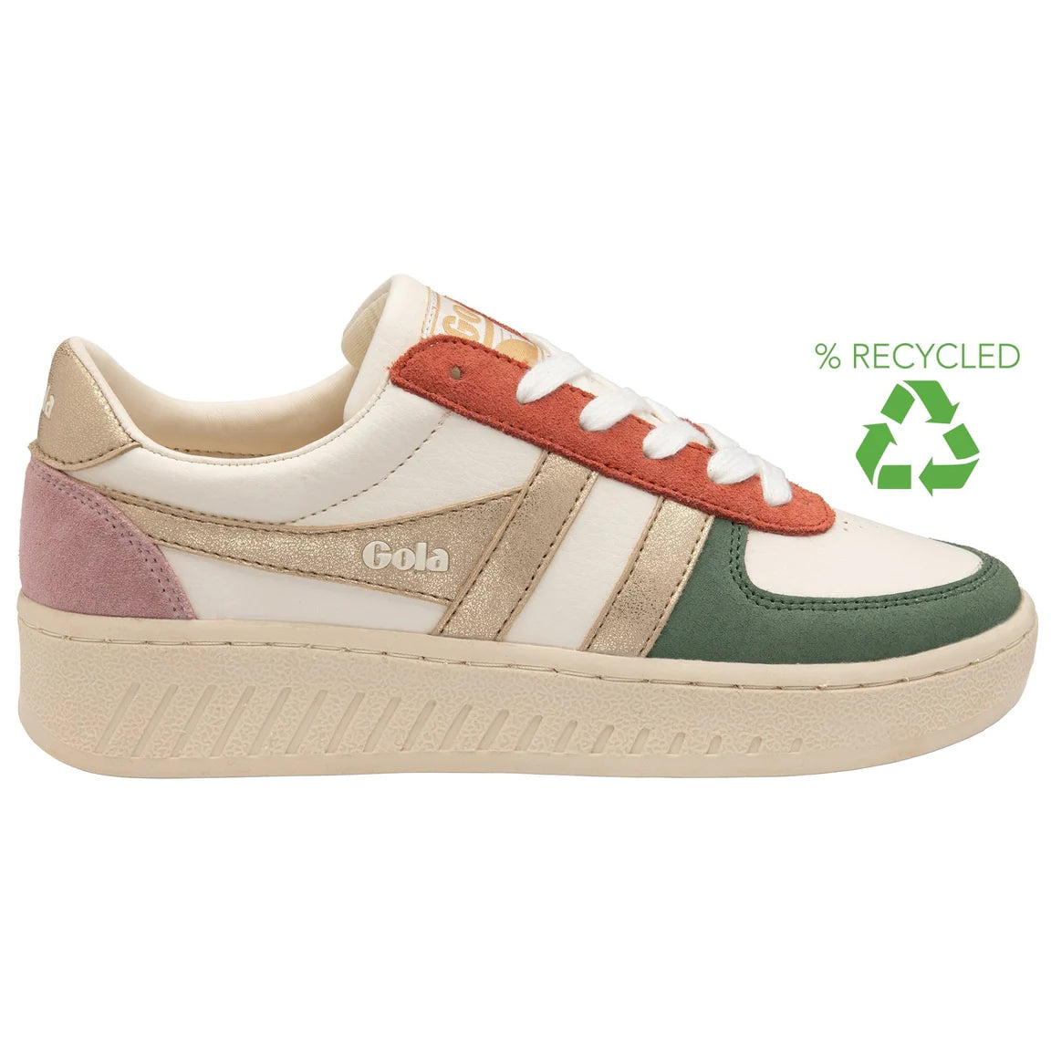 Grandslam Quadrant Sneakers in Off White/Sage/Gold/Pastel Pink