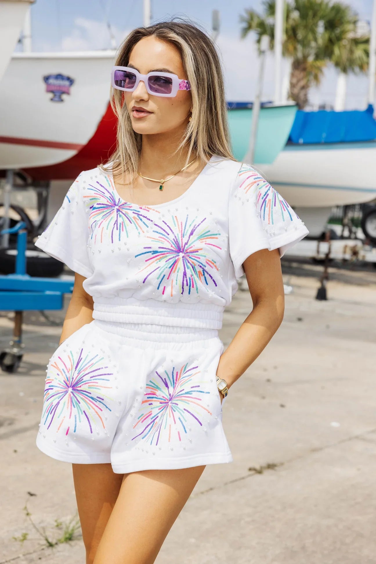 White Multi Firework Top