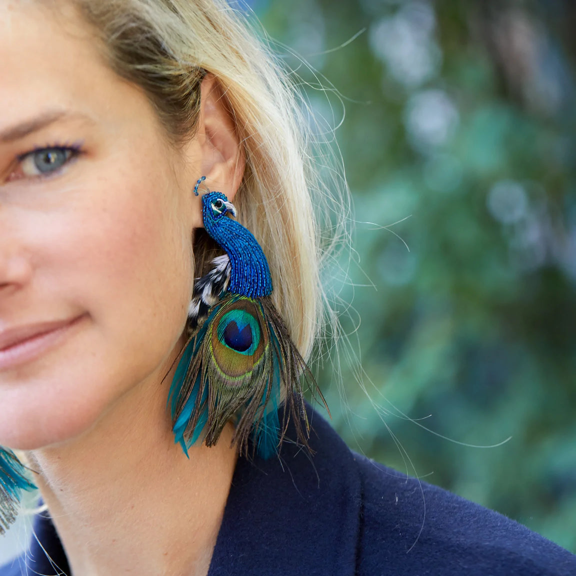 Peacock Earrings in Blue