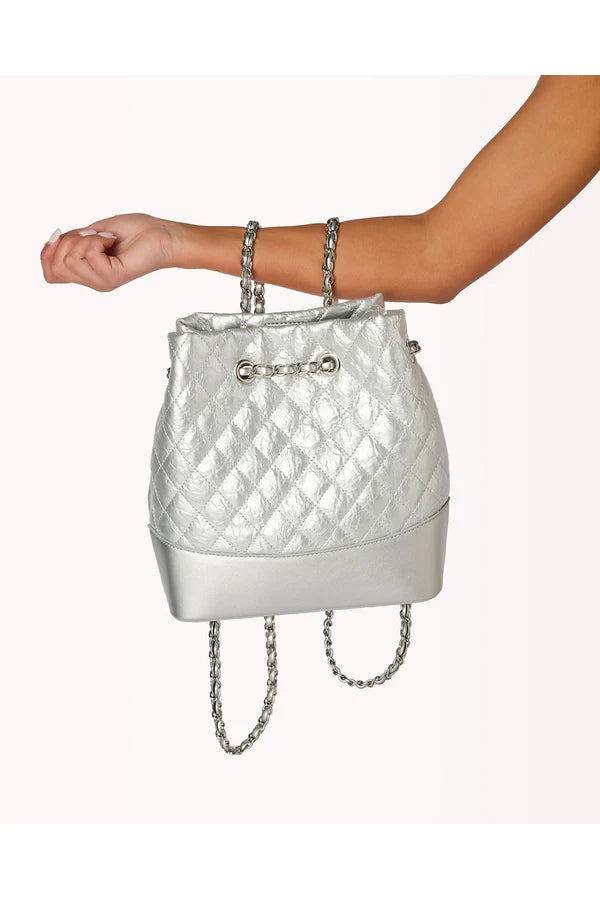 Sophia Backpack in Quilted Silver
