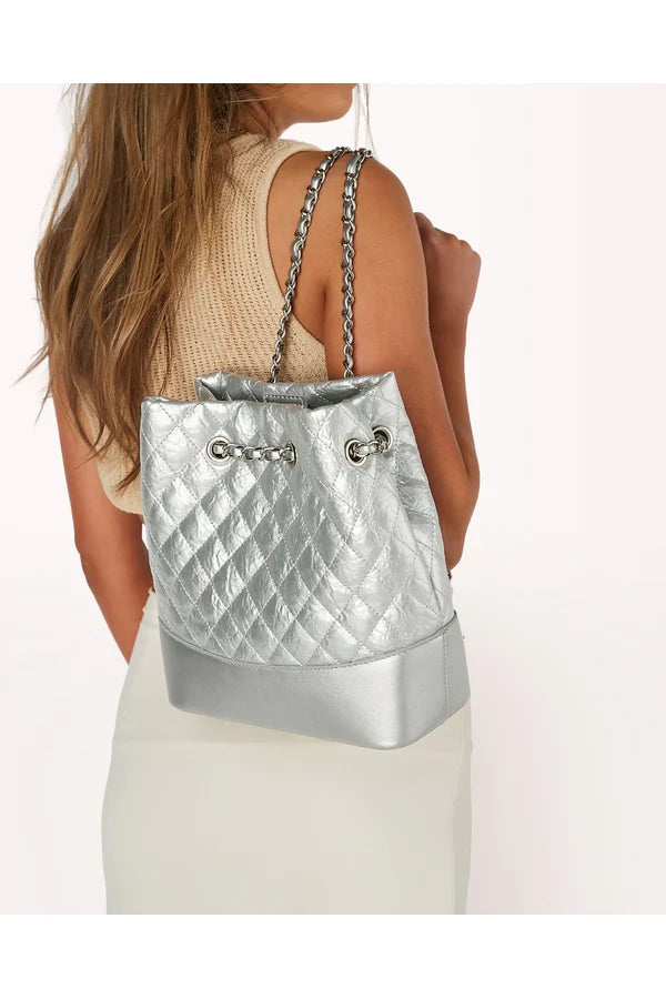 Sophia Backpack in Quilted Silver